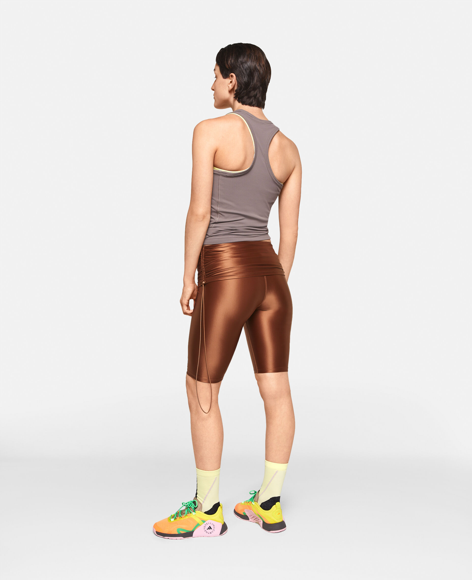 TrueCasuals Sportswear Rib Racerback Tank Top-Brown-large image number 2