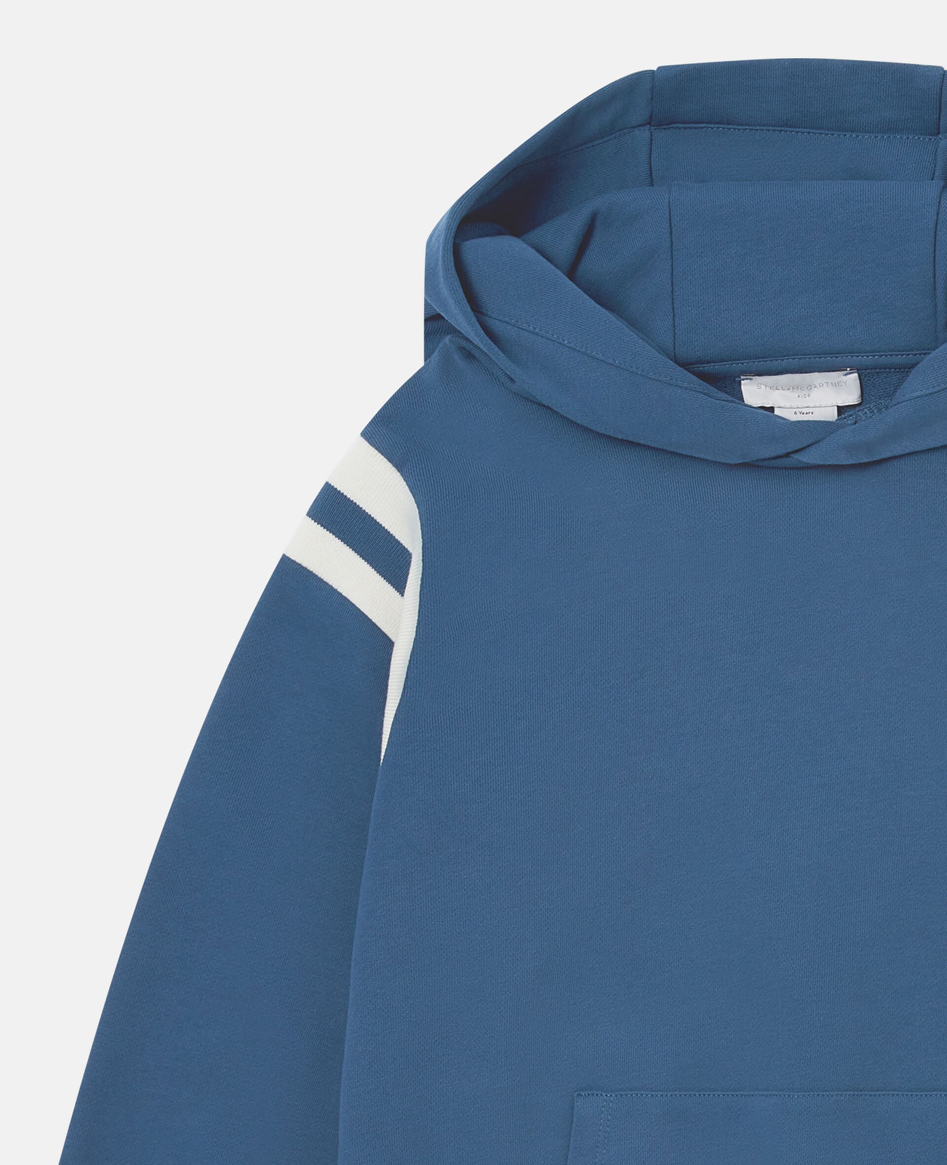 Stripe Hoodie And Shorts Set-Blue-medium