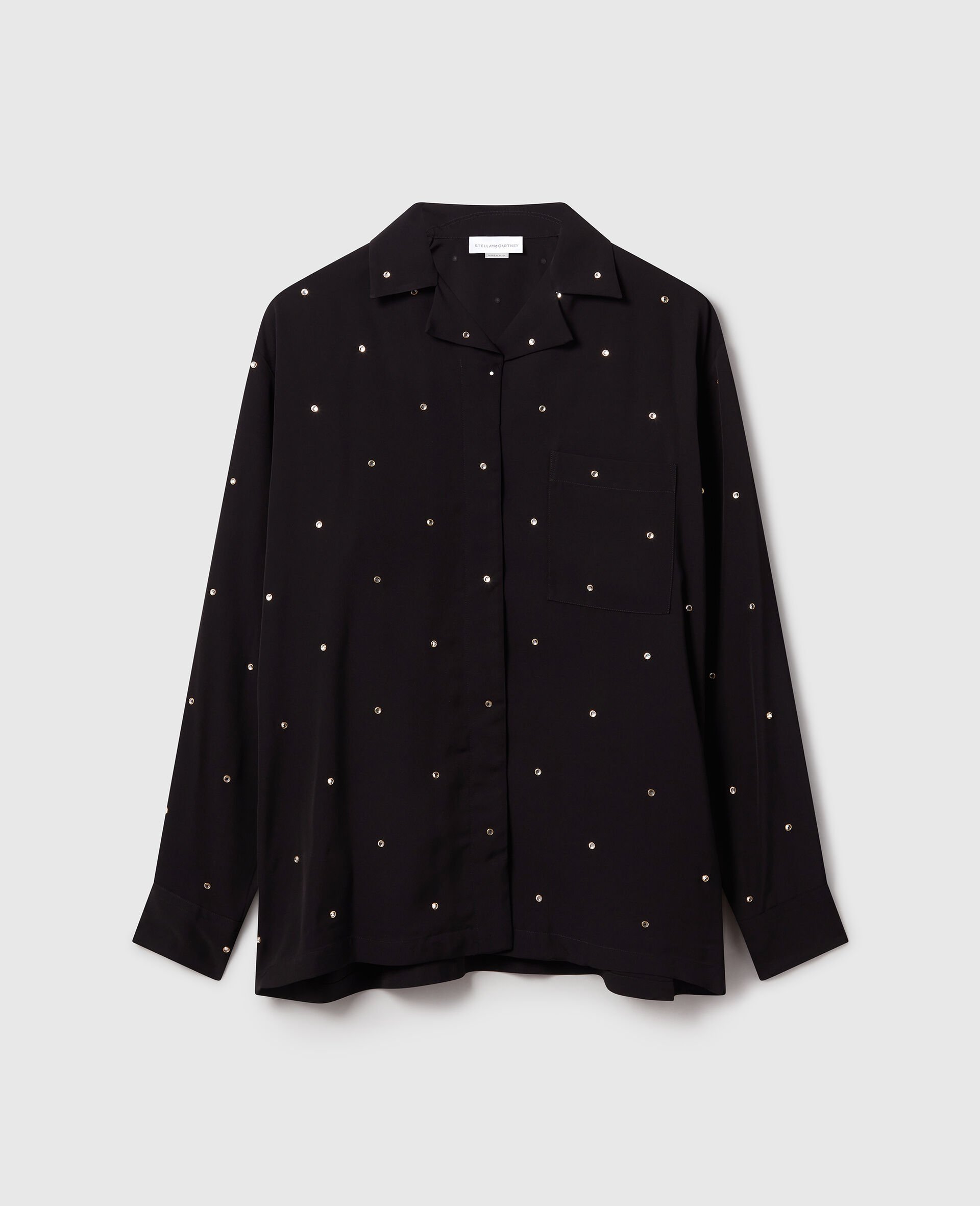 Lead-Free Crystal Oversized Shirt-Black-large image number 0