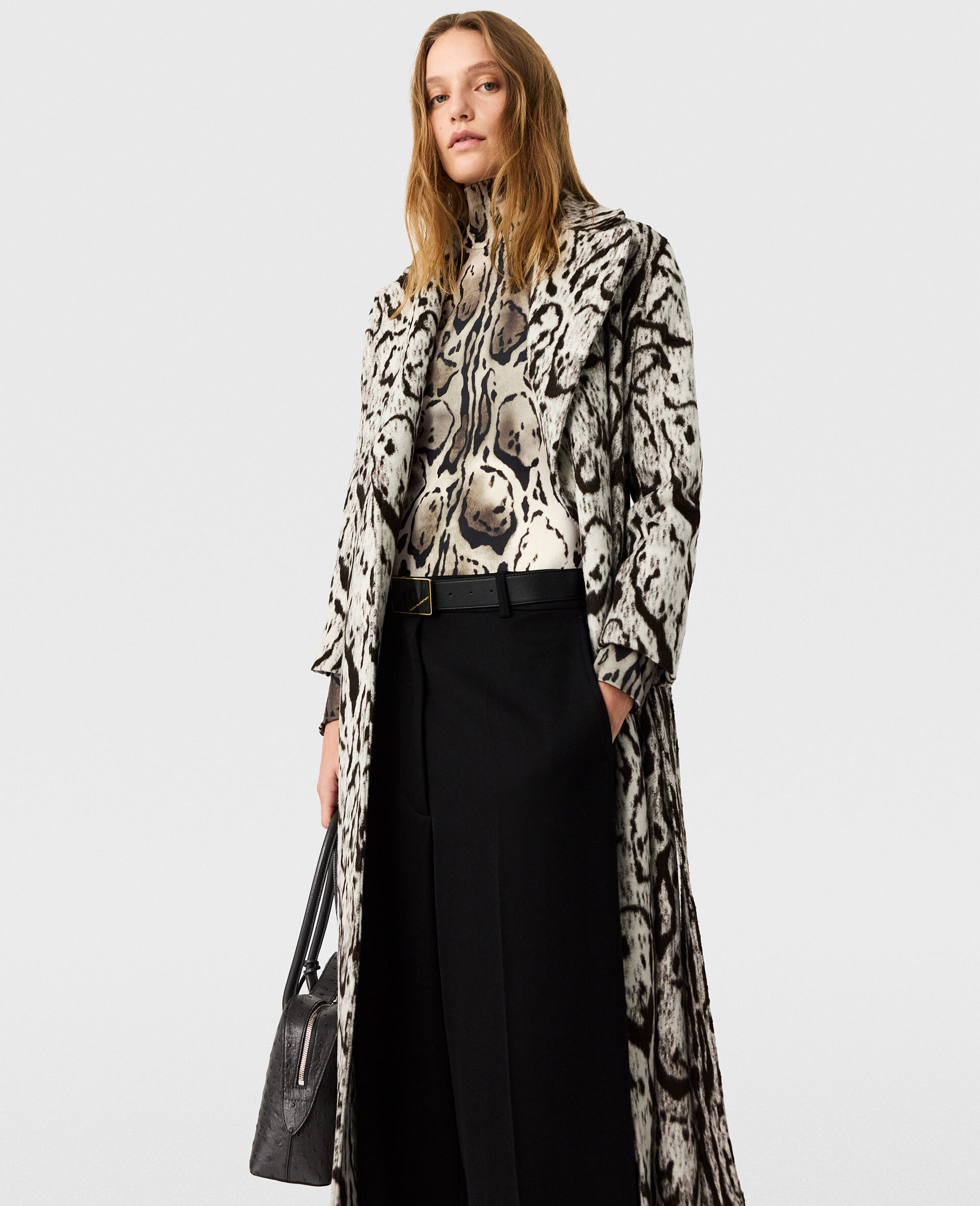 Trench-coat ceinture en jacquard imprim&eacute; l&eacute;opard nuage-Gris-large image number 6