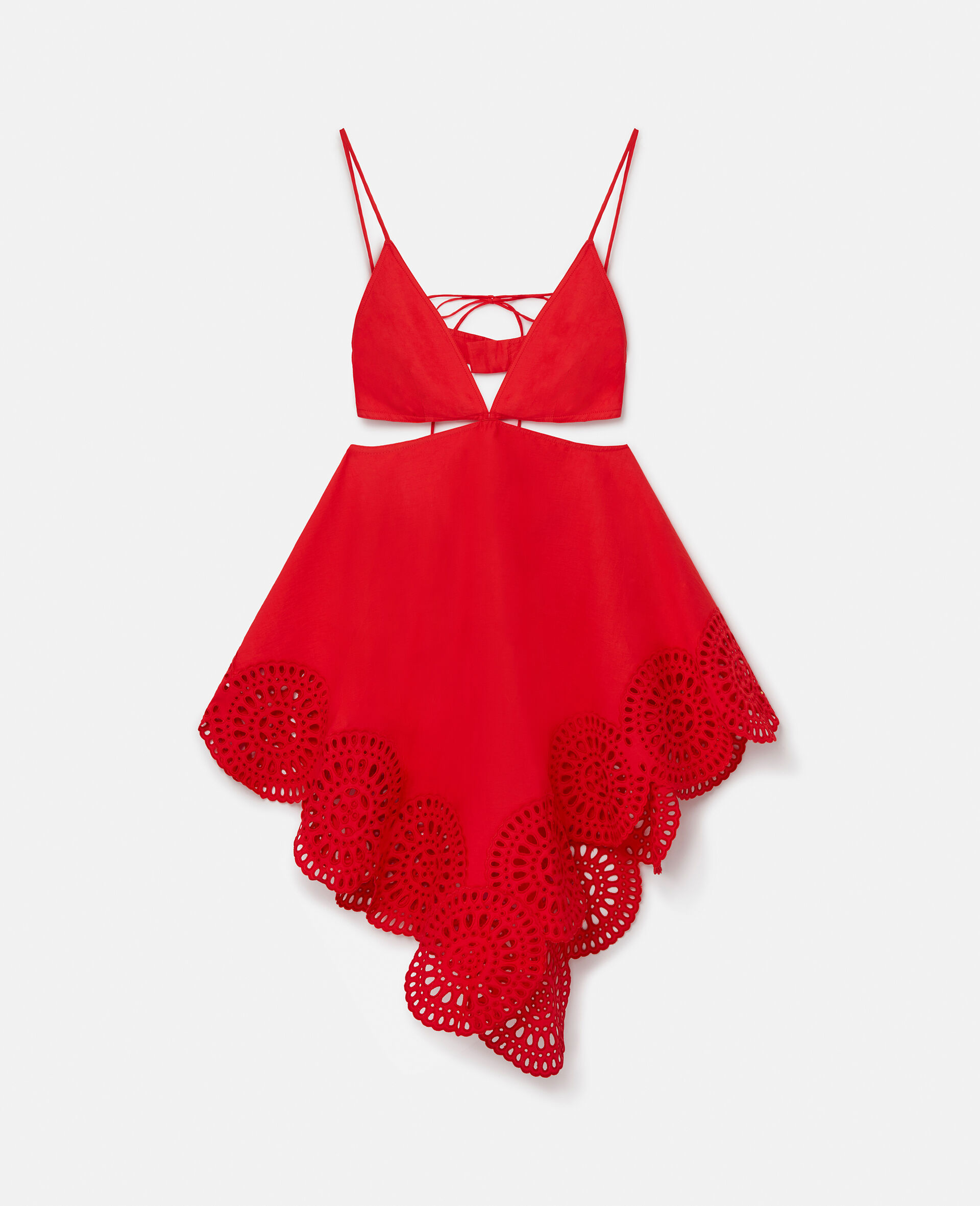 Broderie Anglaise Cut-Out Mini Dress-Red-large