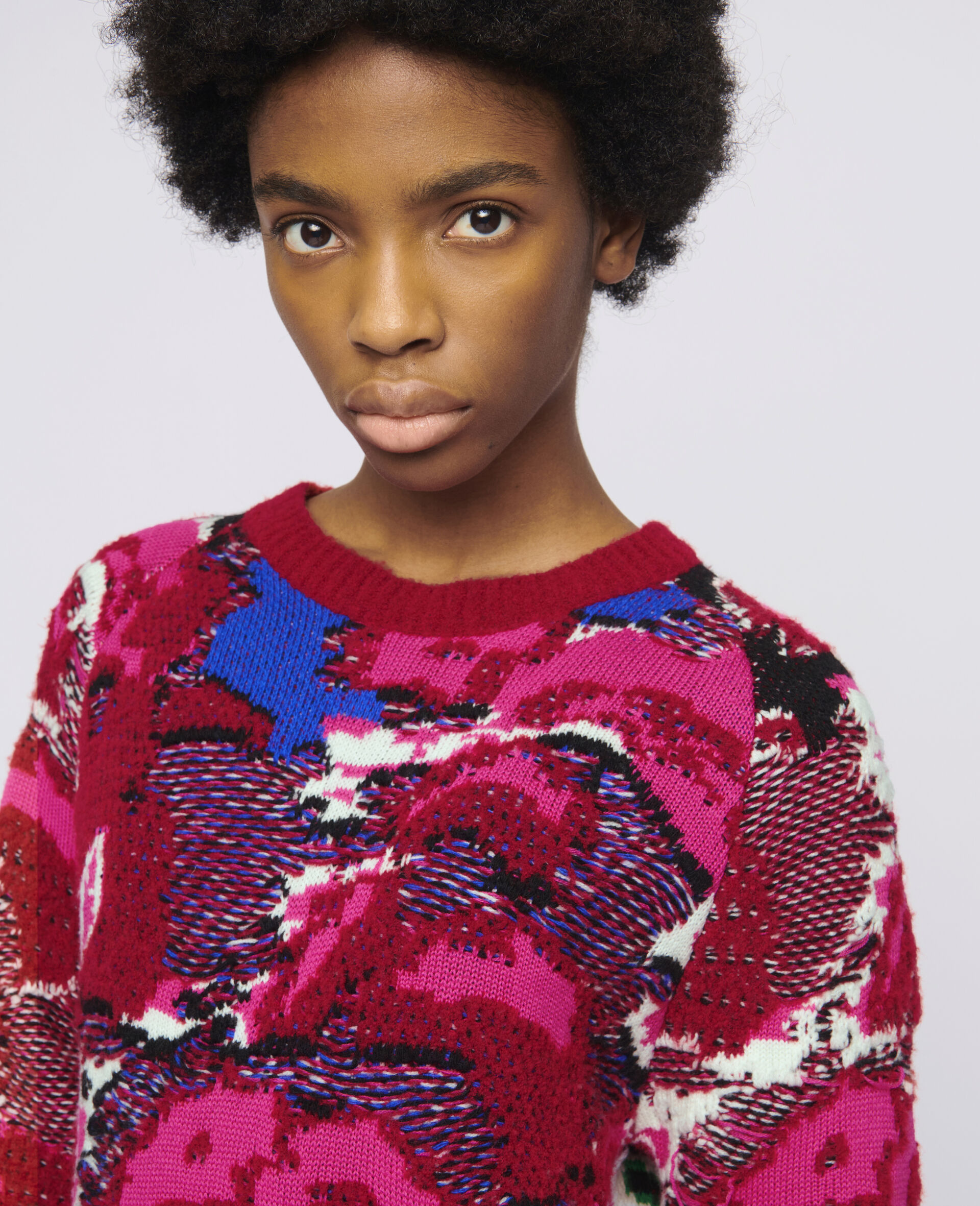 Floral Jacquard Sweater-Multicoloured-large image number 3