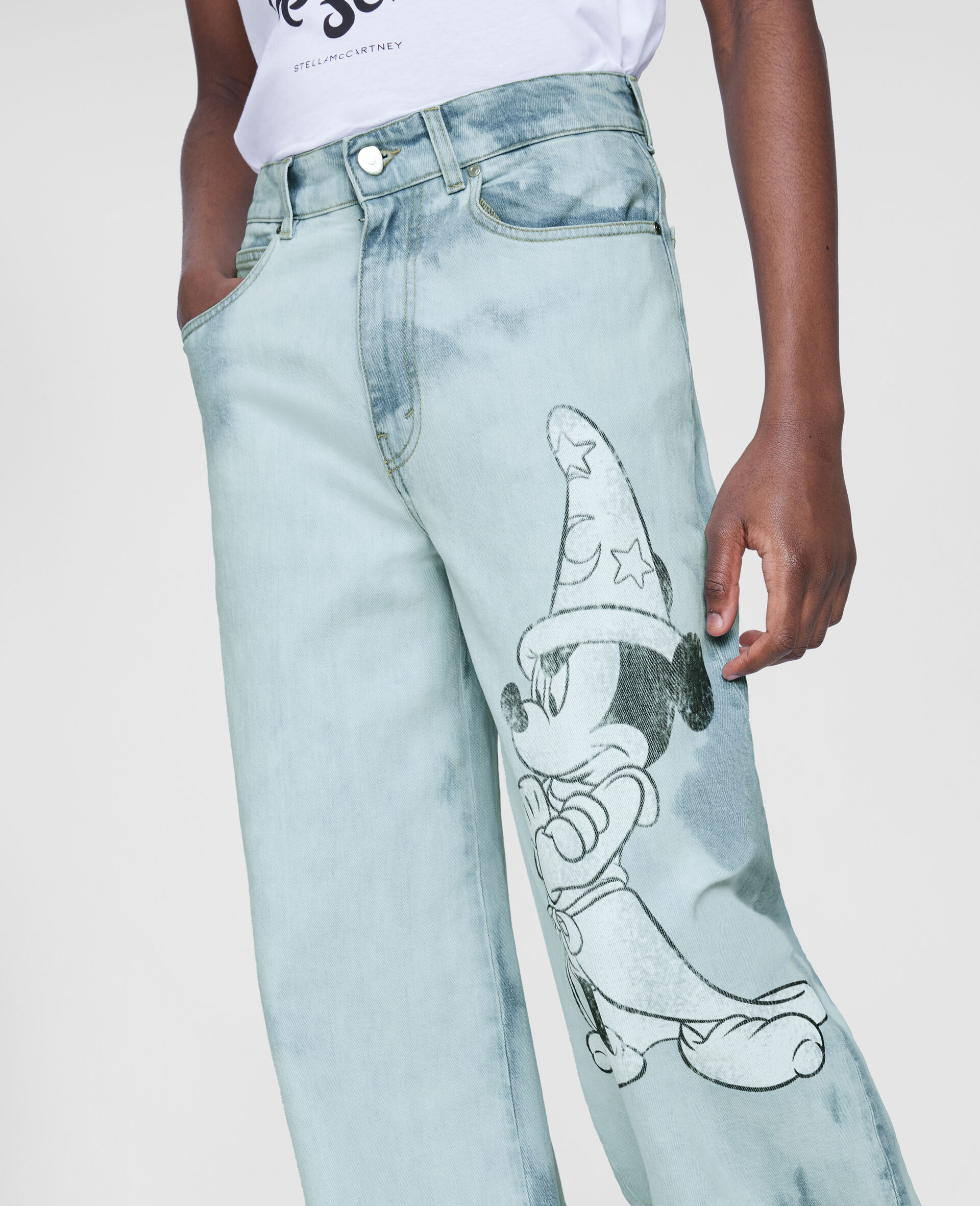 Fantasia Mickey Print Denim Trousers-Blue-large image number 5