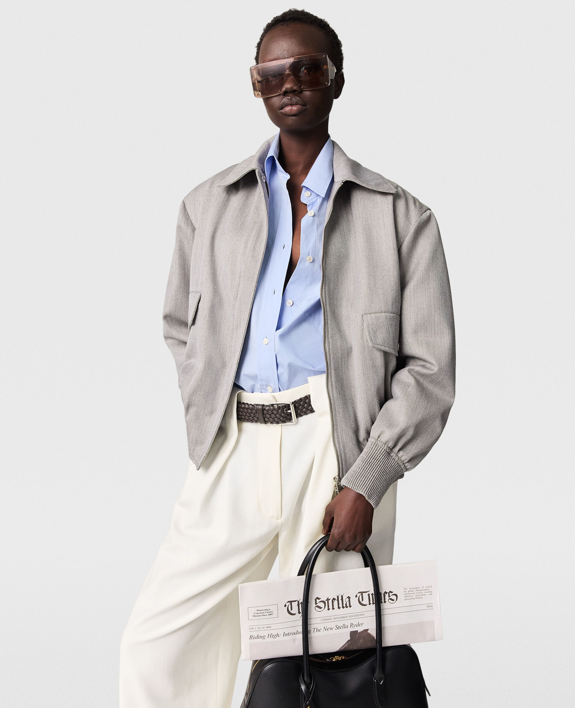 Bomber a coupe carree avec col-Gris-medium