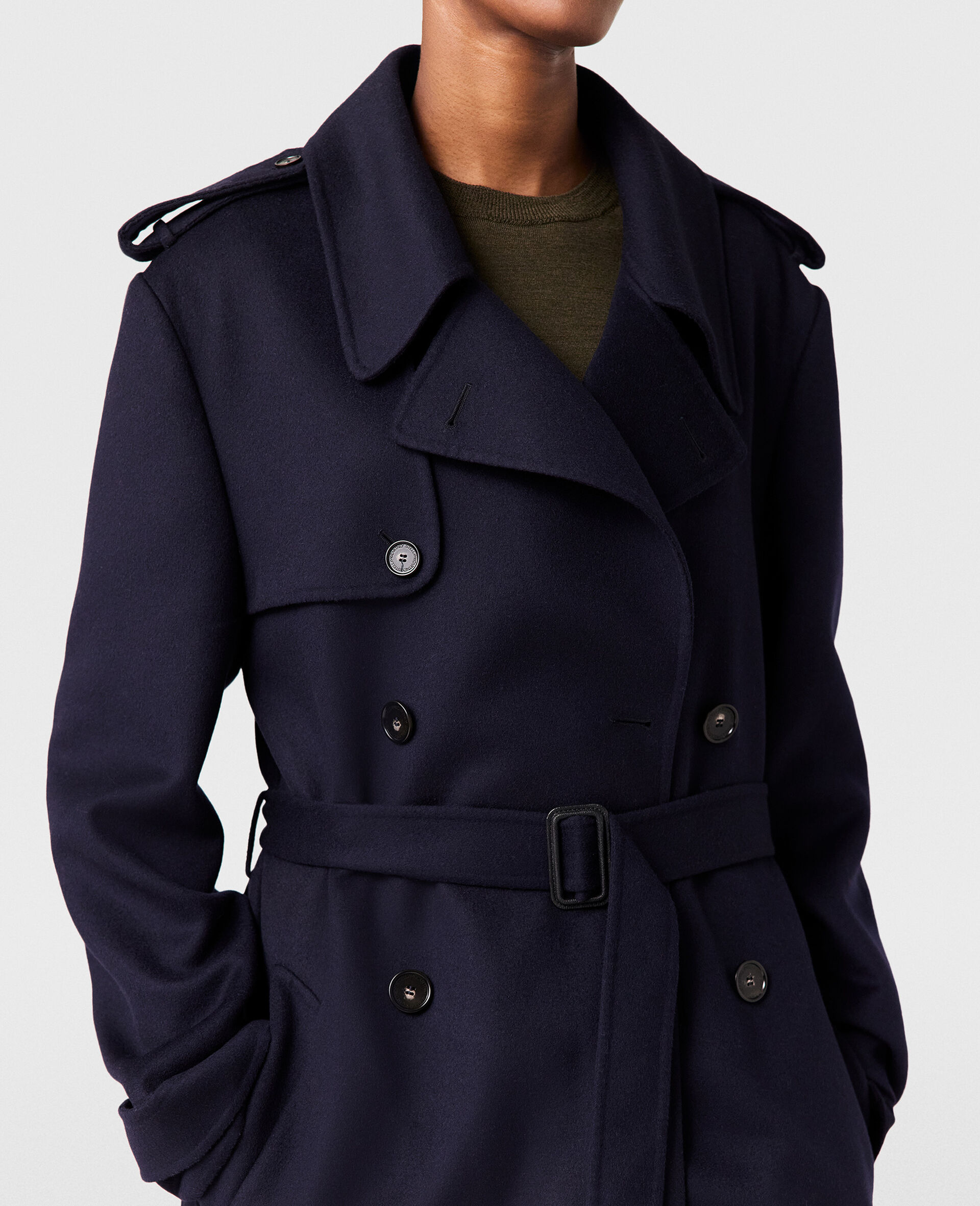 Trench coat croise avec ceinture-Bleu-large image number 3