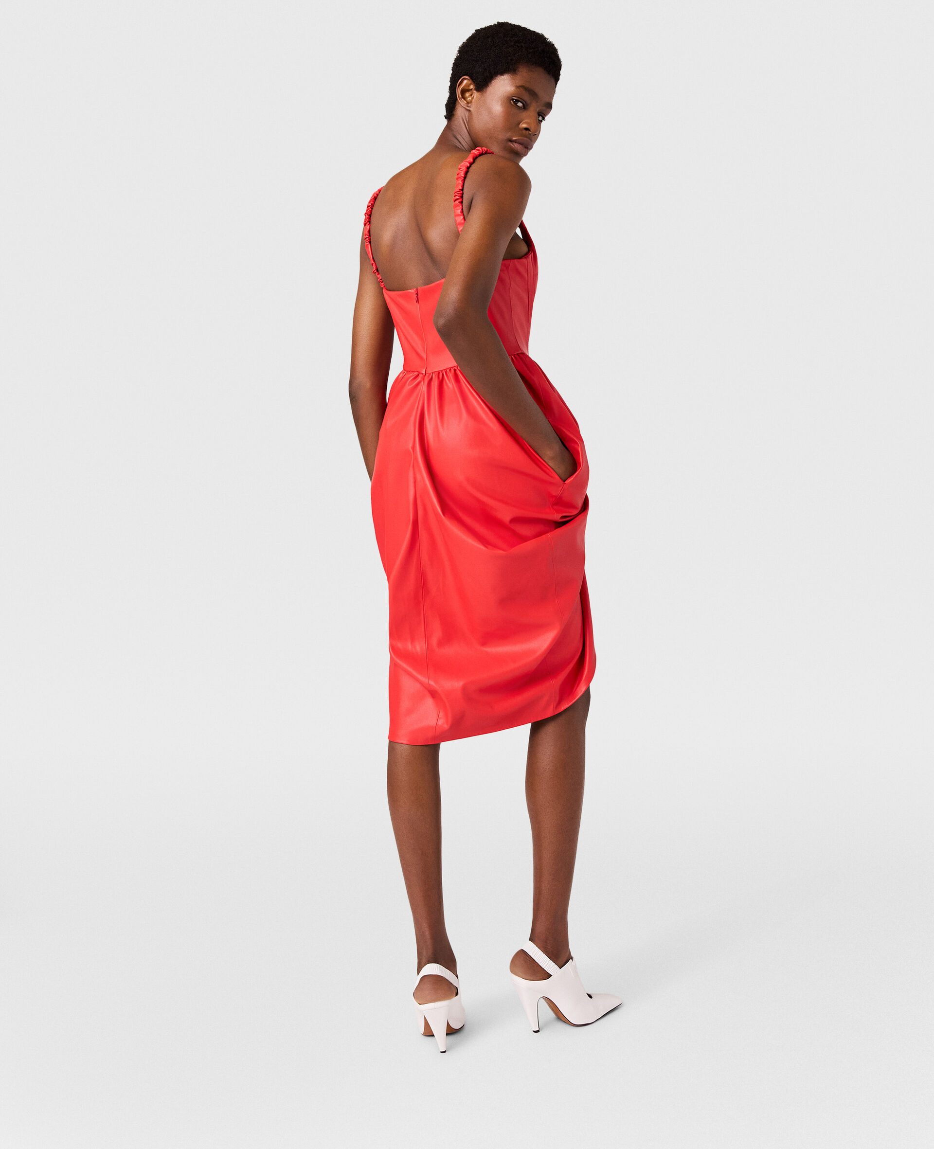 Gerafftes gewickeltes Minikleid mit Bustier Top-Rot-large image number 3