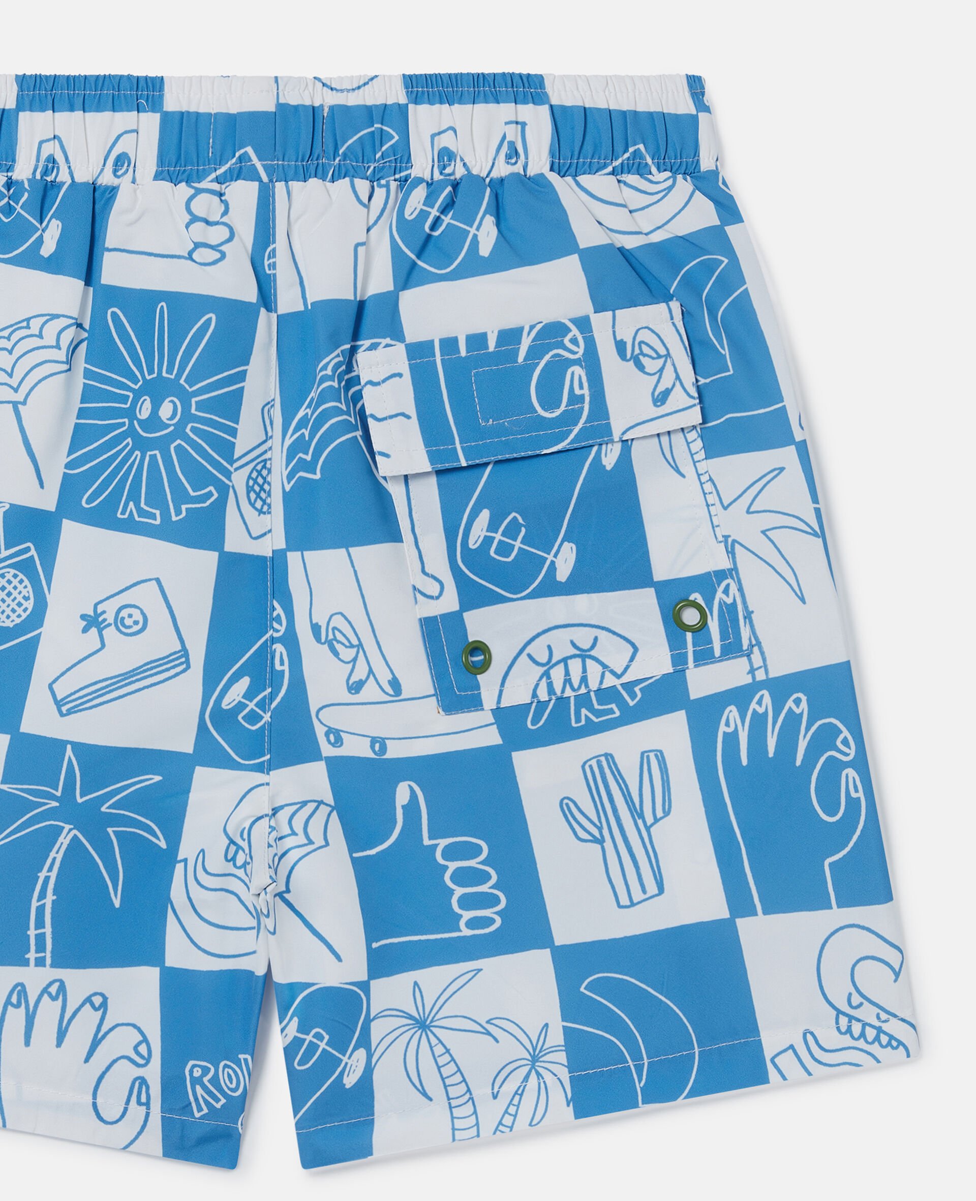 Brand Lettering Check Swim Shorts-Blue-large Brand Lettering Check Swim Shorts-Blue-large image number 3