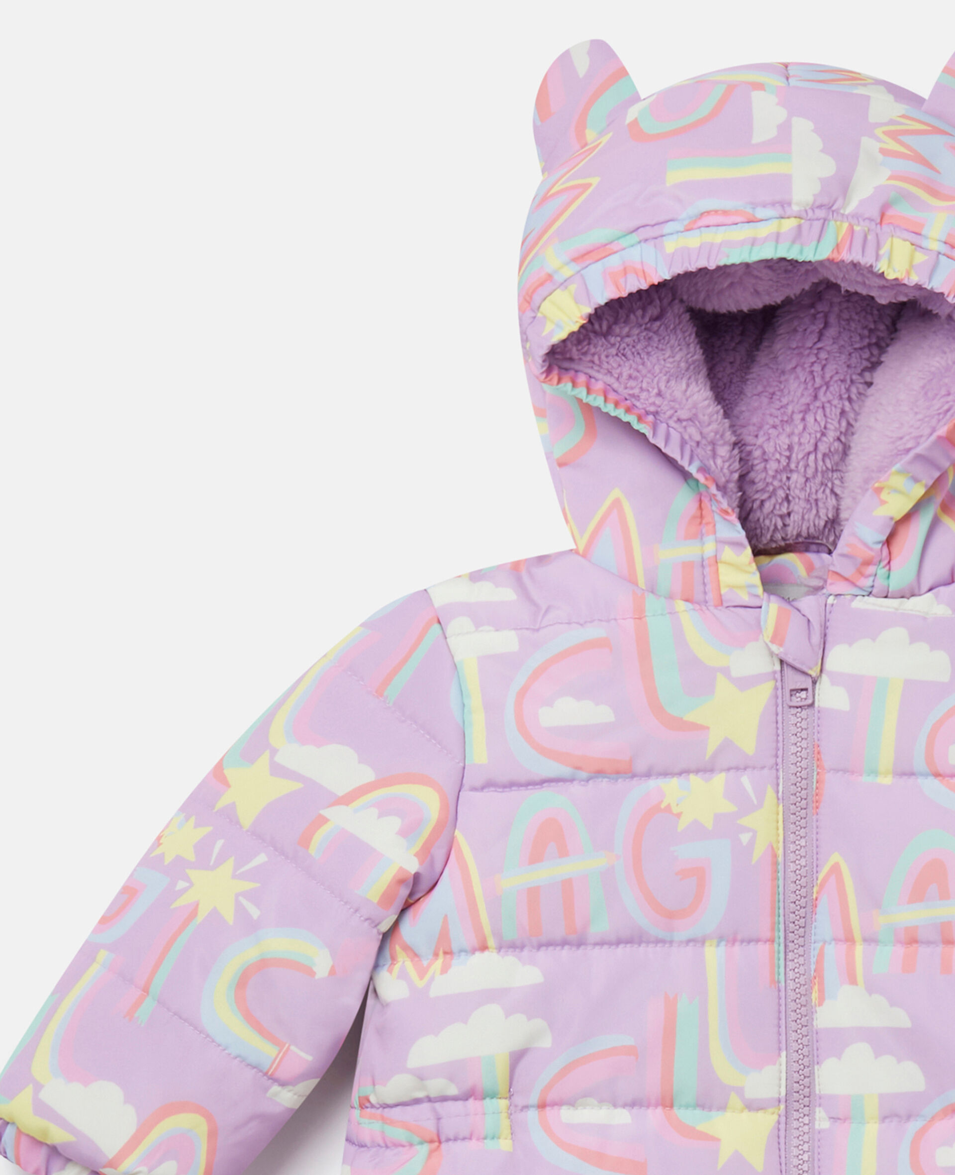 Rainbow Magic Print Hooded Pramsuit-Multicolour-large image number 1