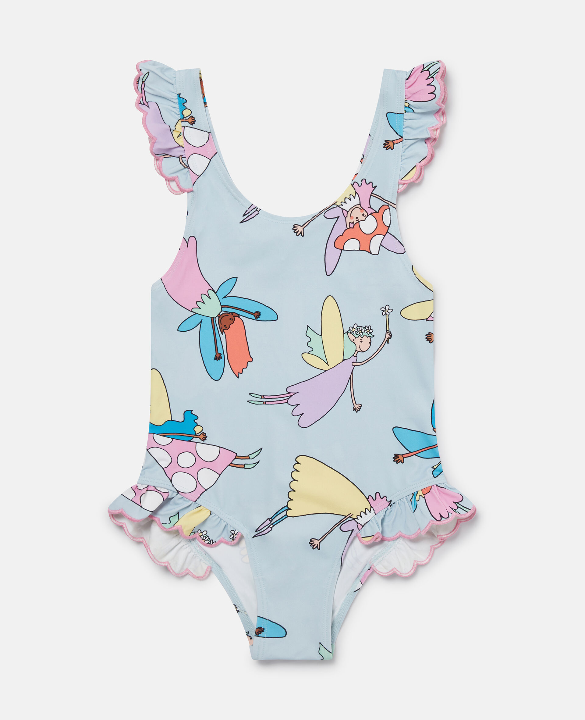 Fairies Print Frilled Swimsuit -Blue-large image number 0