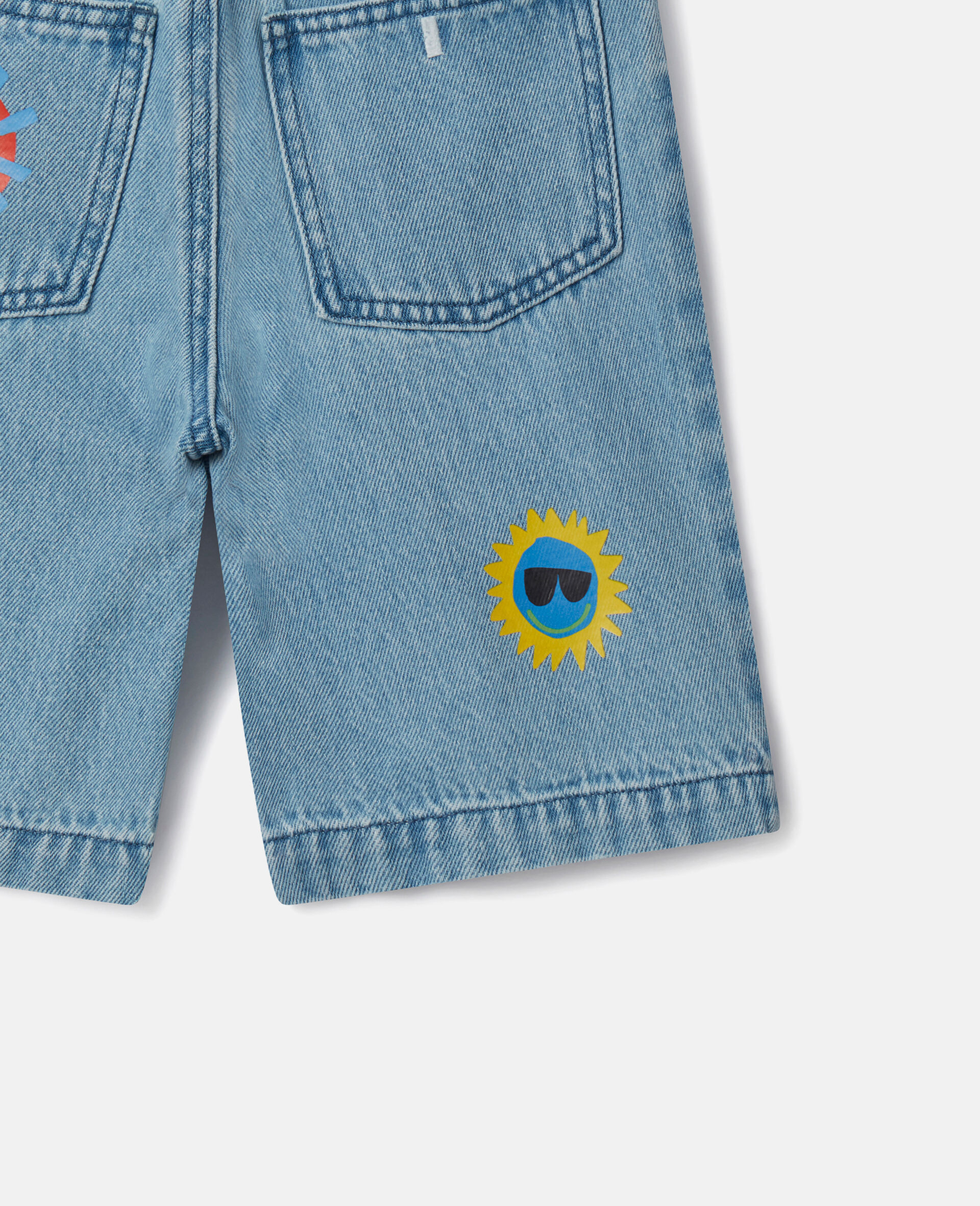 Sunshine Print Denim Shorts-蓝色-large image number 2