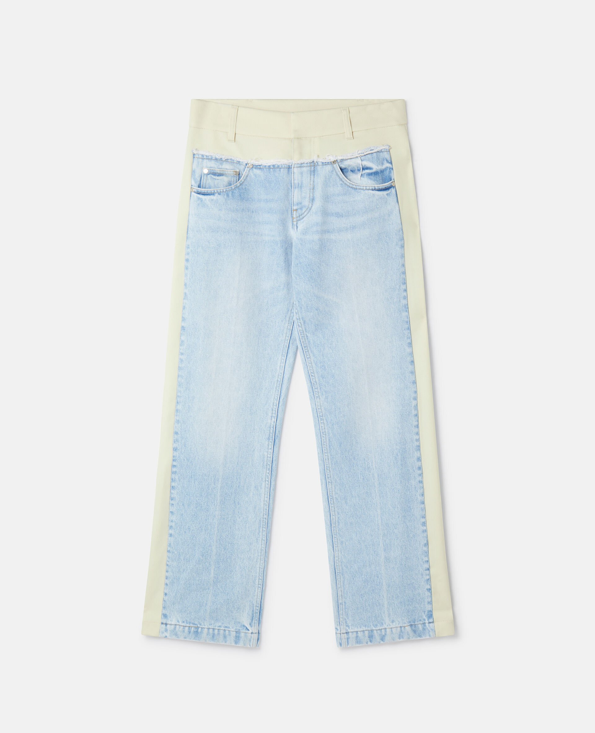 Two-Tone Panelled Straight Leg Jeans-Multicoloured-large image number 0
