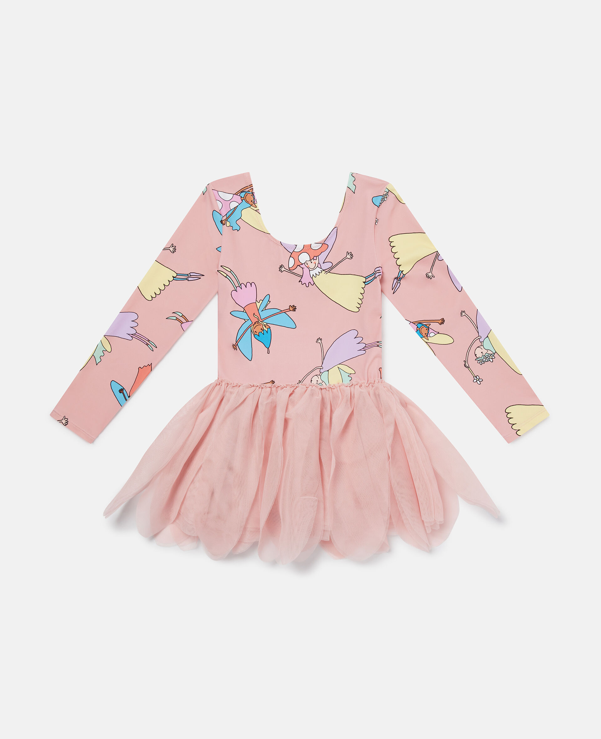 Robe a petales en tulle avec imprime fees-Rose-large image number 0