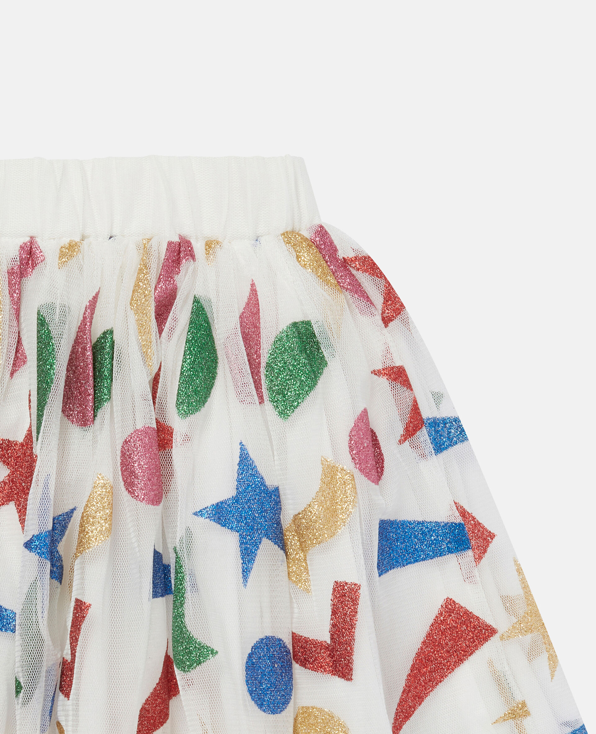 Glitter Print Tulle Skirt-White-large image number 3