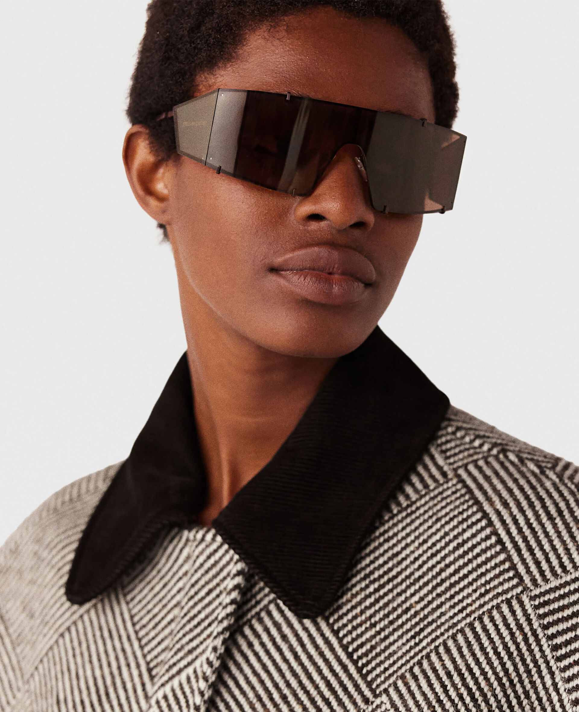 Translucent Rectangle Sunglasses-Brown-model