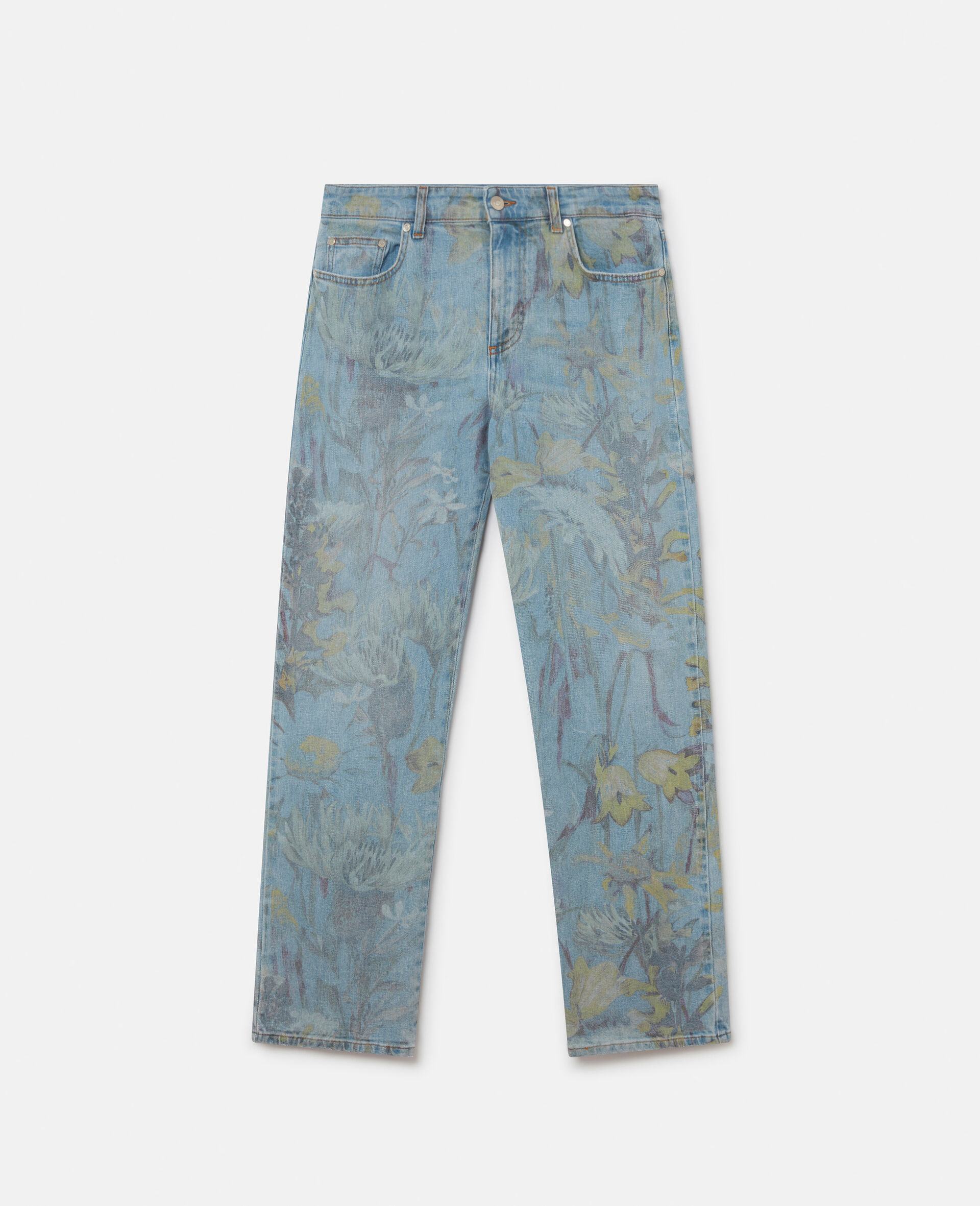 Rewild Flora Print Straight Leg Jeans-Blue-large image number 0