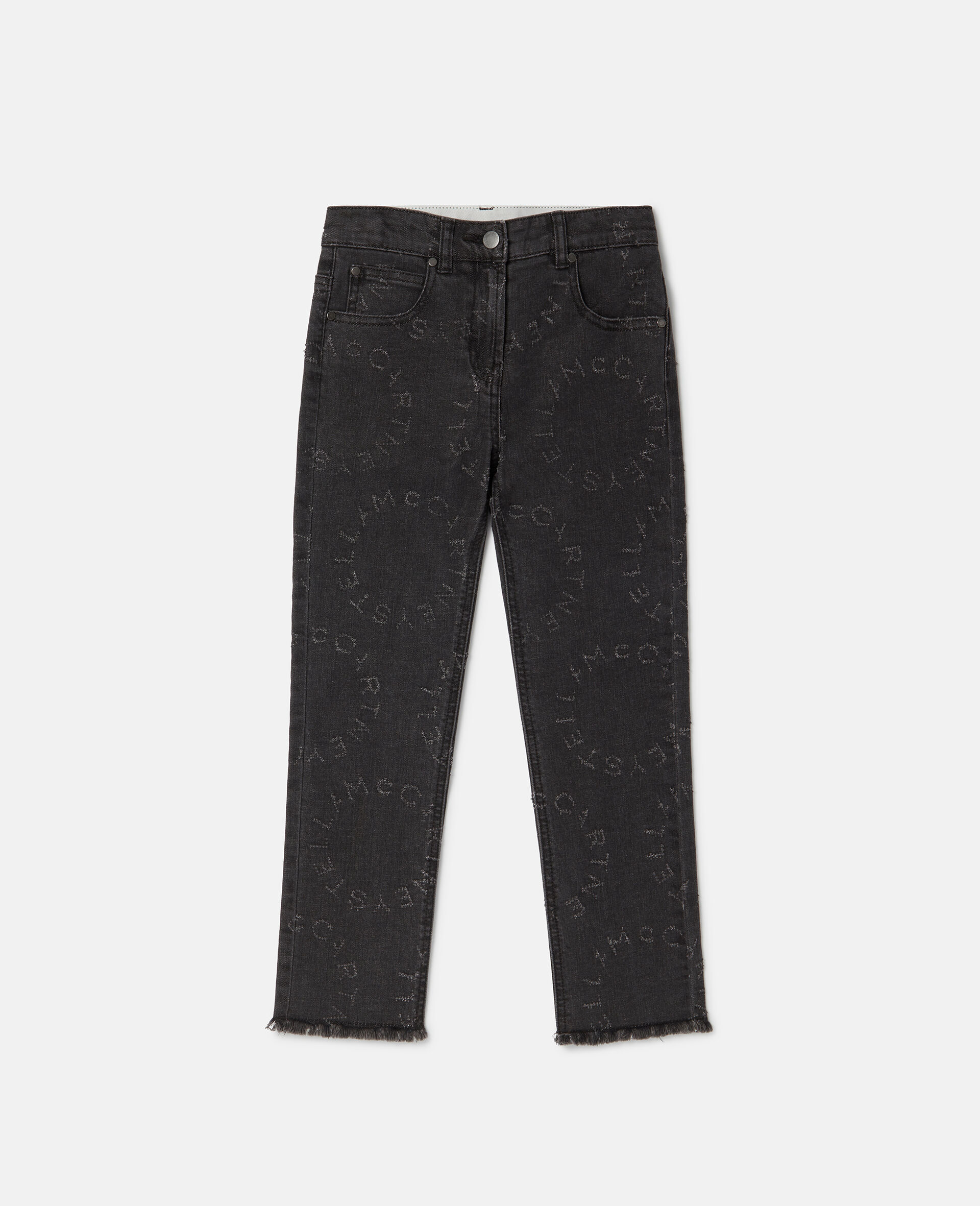 Circular Logo Straight Leg Jeans-Black-large image number 0