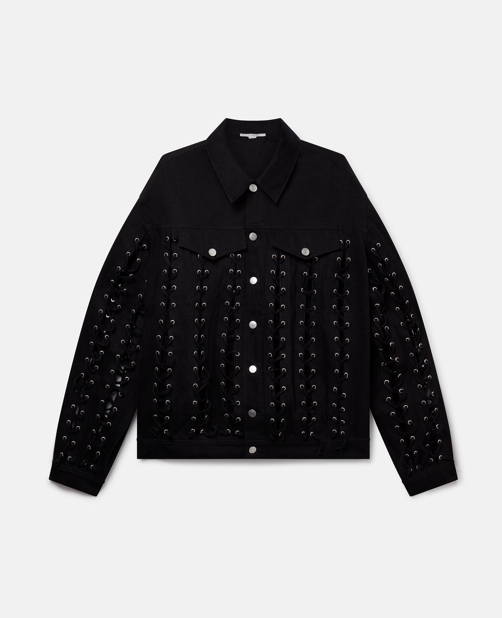 Women Black denim Boxy Whipstitched Denim Jacket Stella McCartney AE