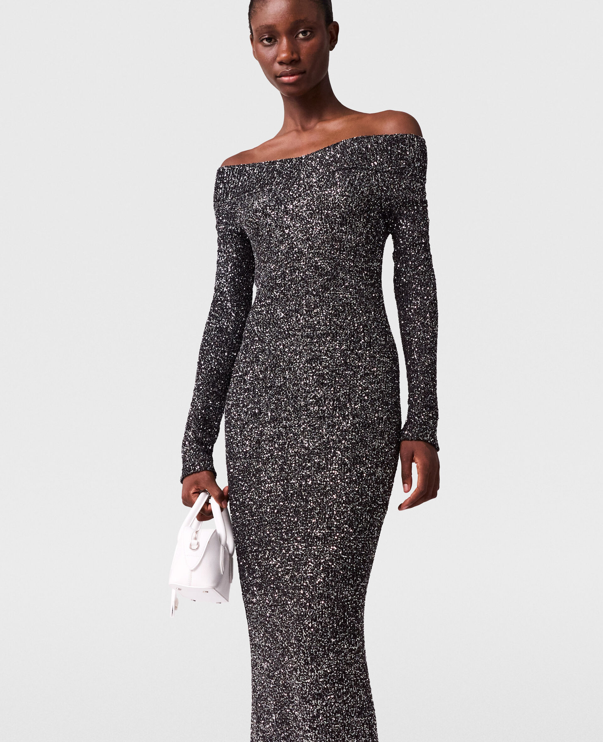 Sequin Off-Shoulder Floor-Length Dress-Black-large Sequin Off-Shoulder Floor-Length Dress-Black-large image number 4