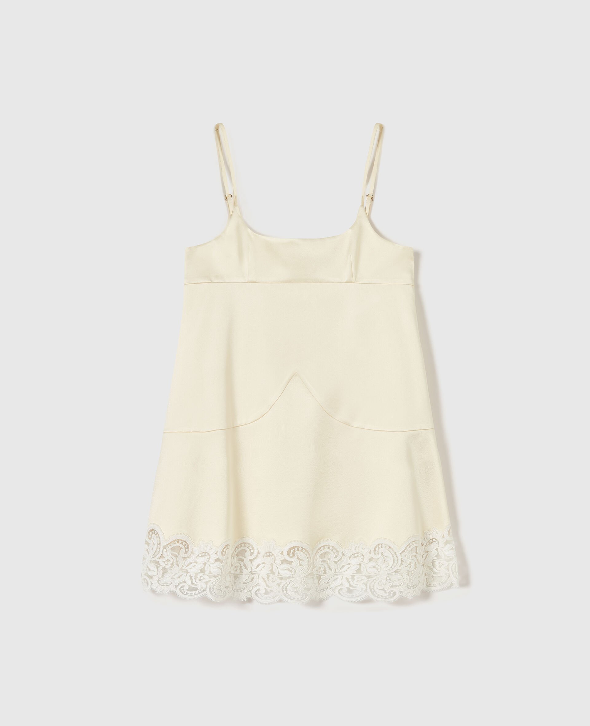 Lace-Trim Satin Mini Dress-Yellow-medium