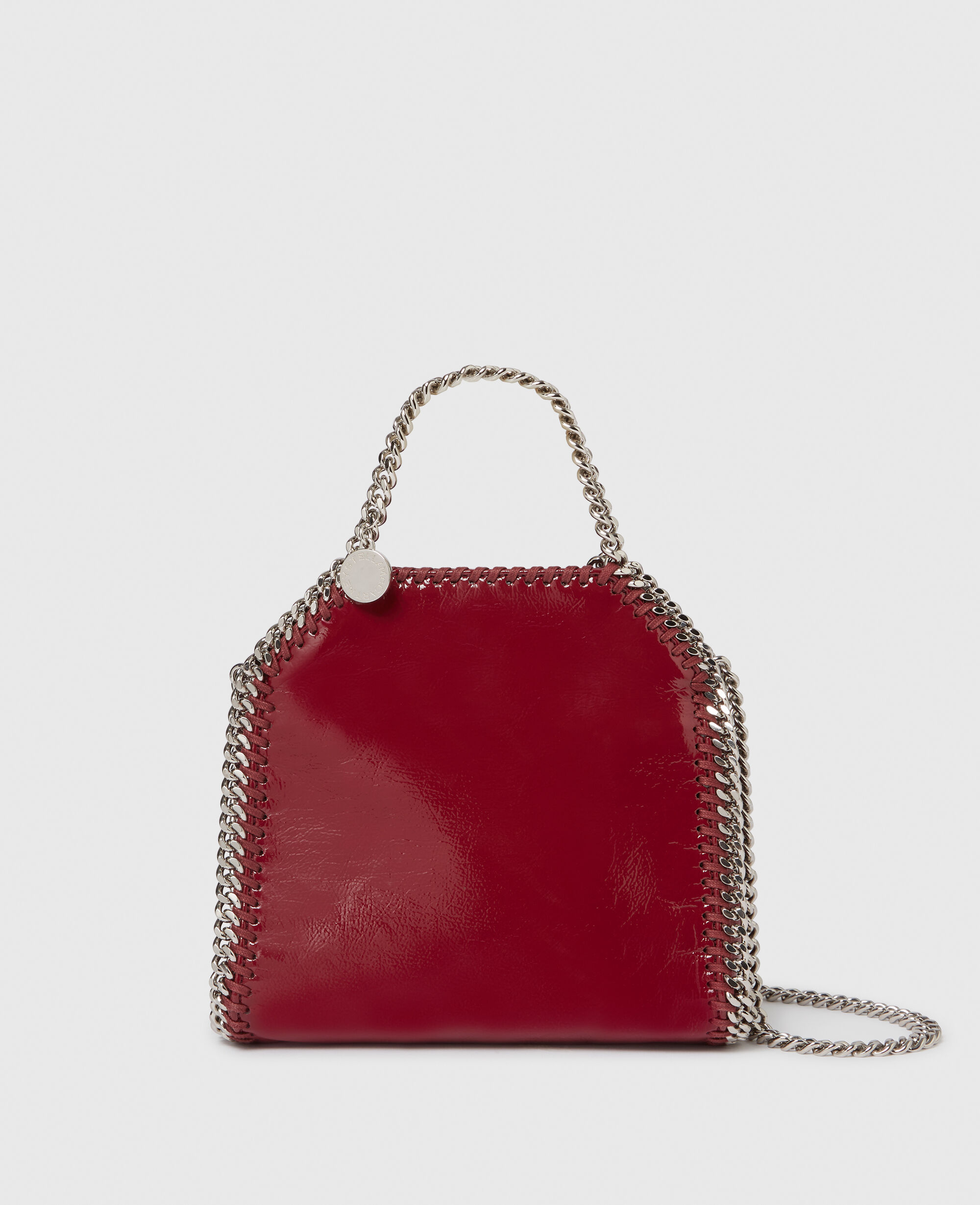 Women Burgundy Falabella Patent Tiny Tote Bag Stella McCartney HR