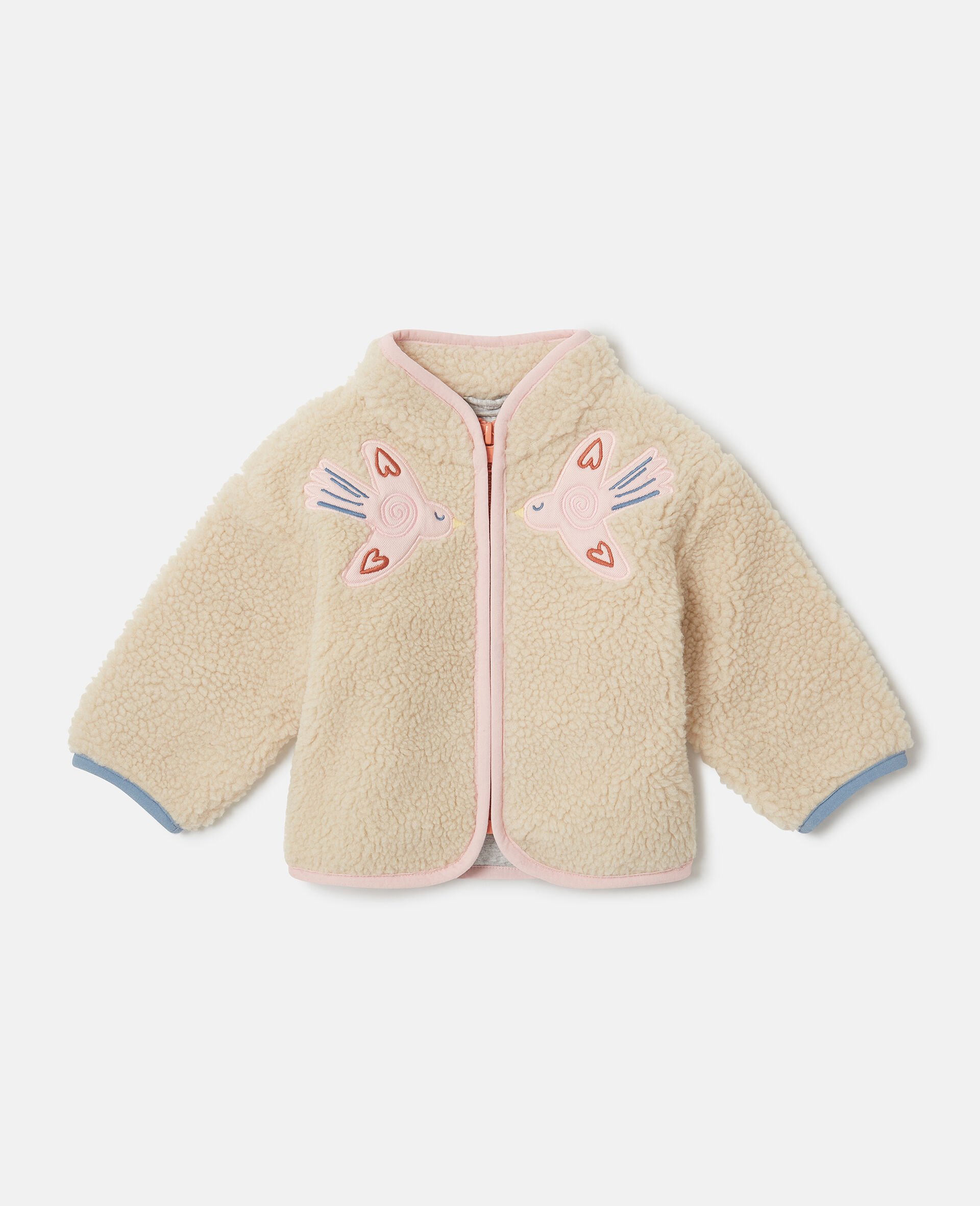 Polaire avec broderie colombes-Beige-large image number 0