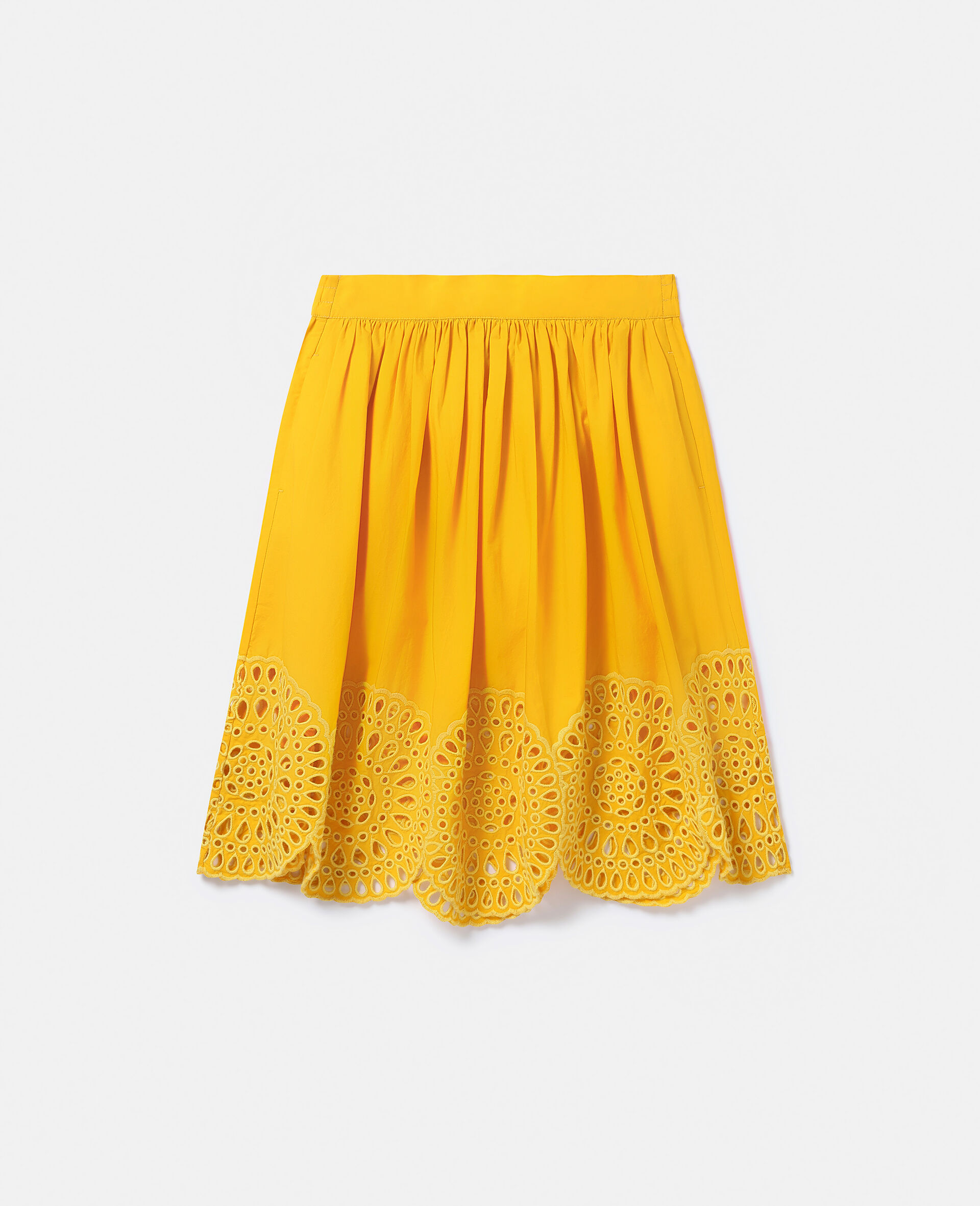 Broderie Anglaise Skater Skirt-Yellow-medium