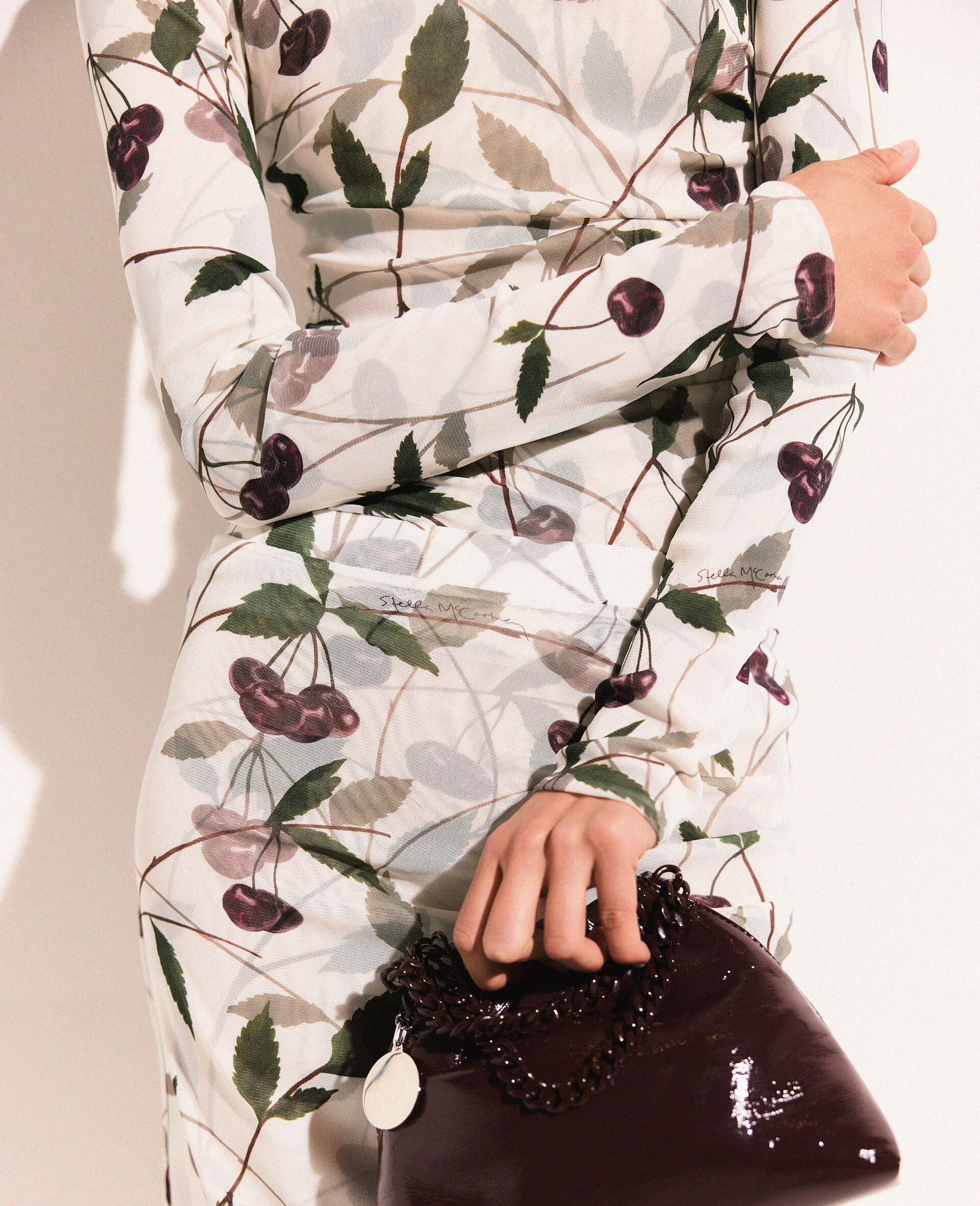 Cherry Print Mesh Long Sleeve Top-Beige-large Cherry Print Mesh Long Sleeve Top-Beige-large image number 2