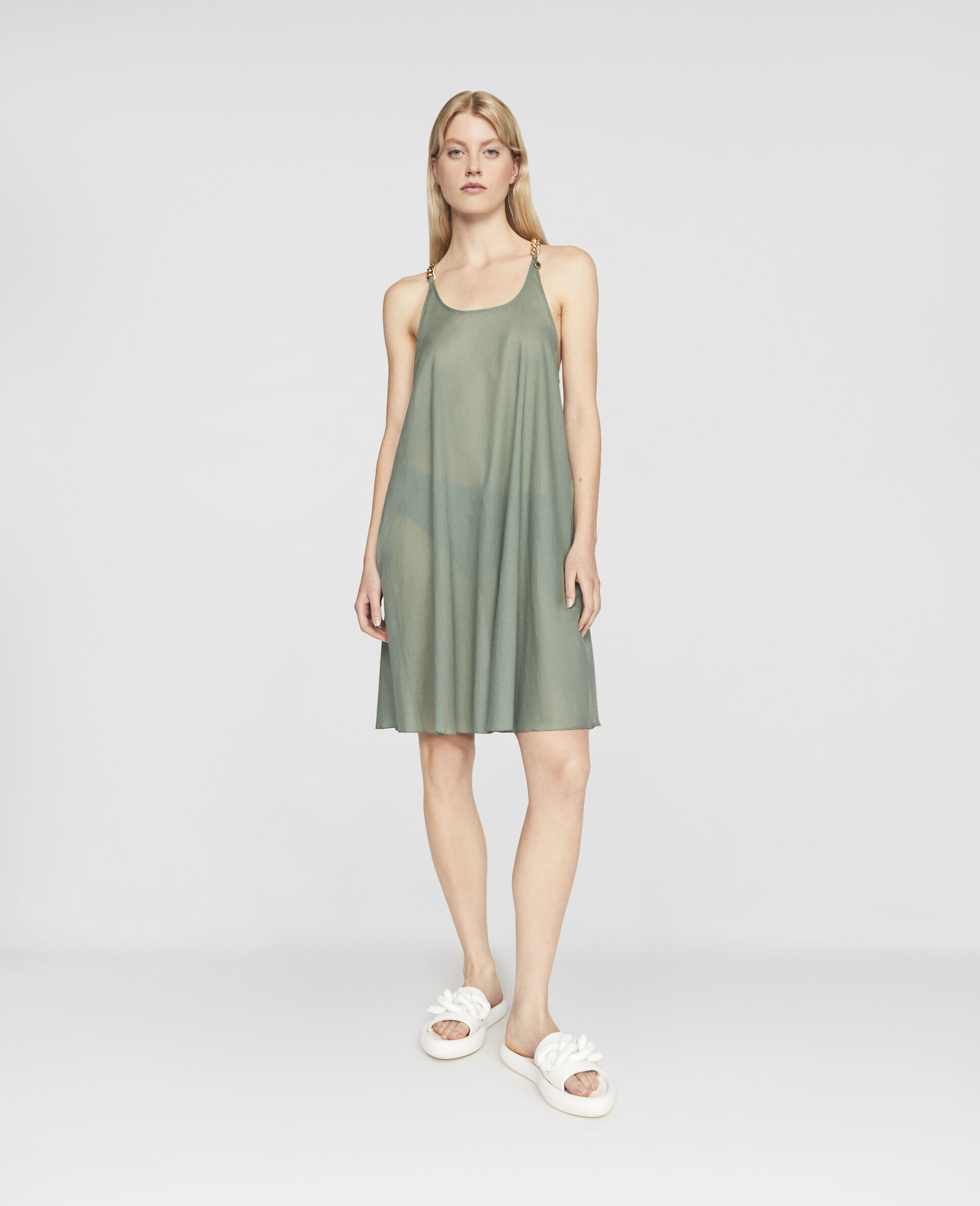 Iconic Chain Cotton Mini Dress-Green-large image number 1