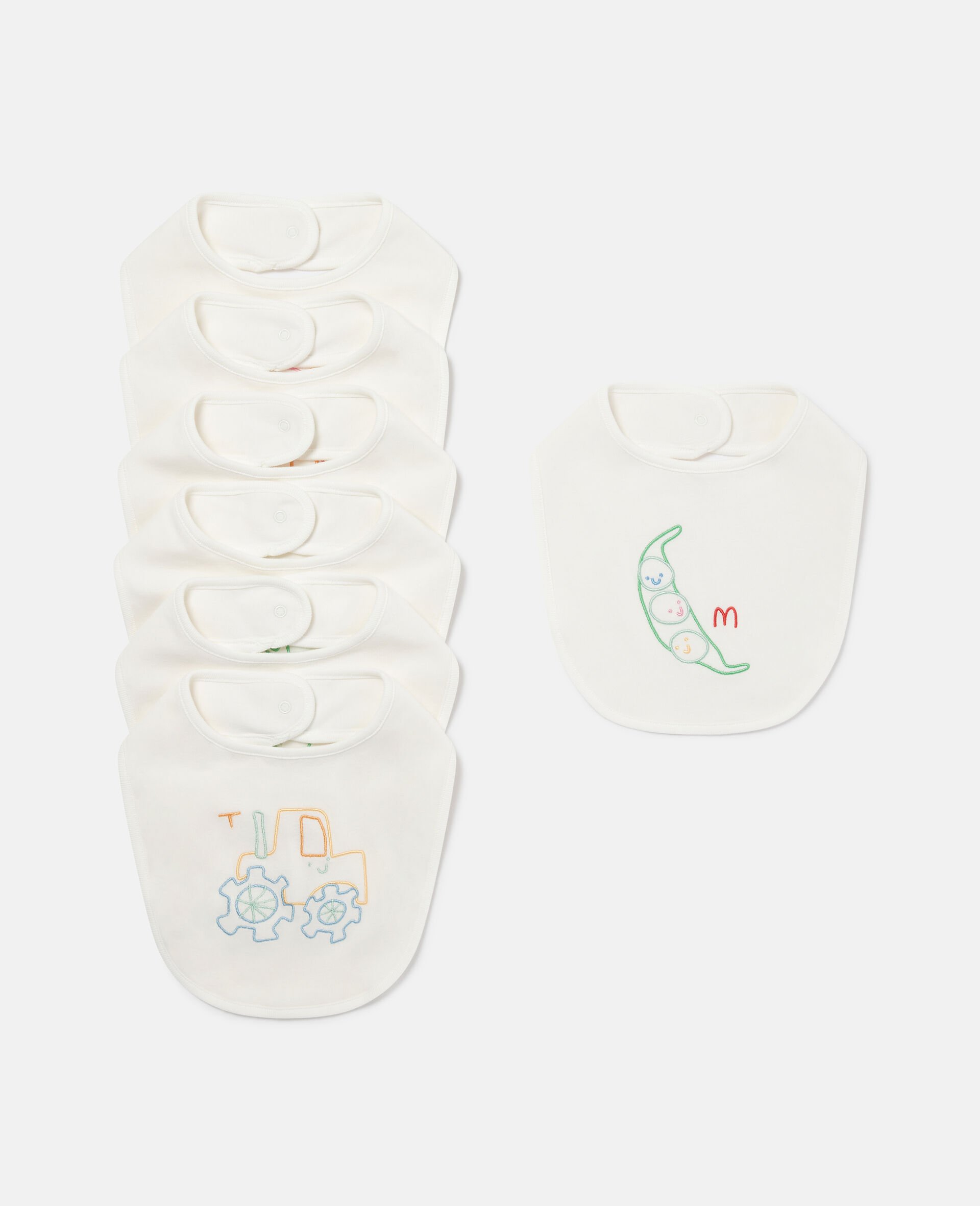 Embroidered Bib Set of 7-White-medium