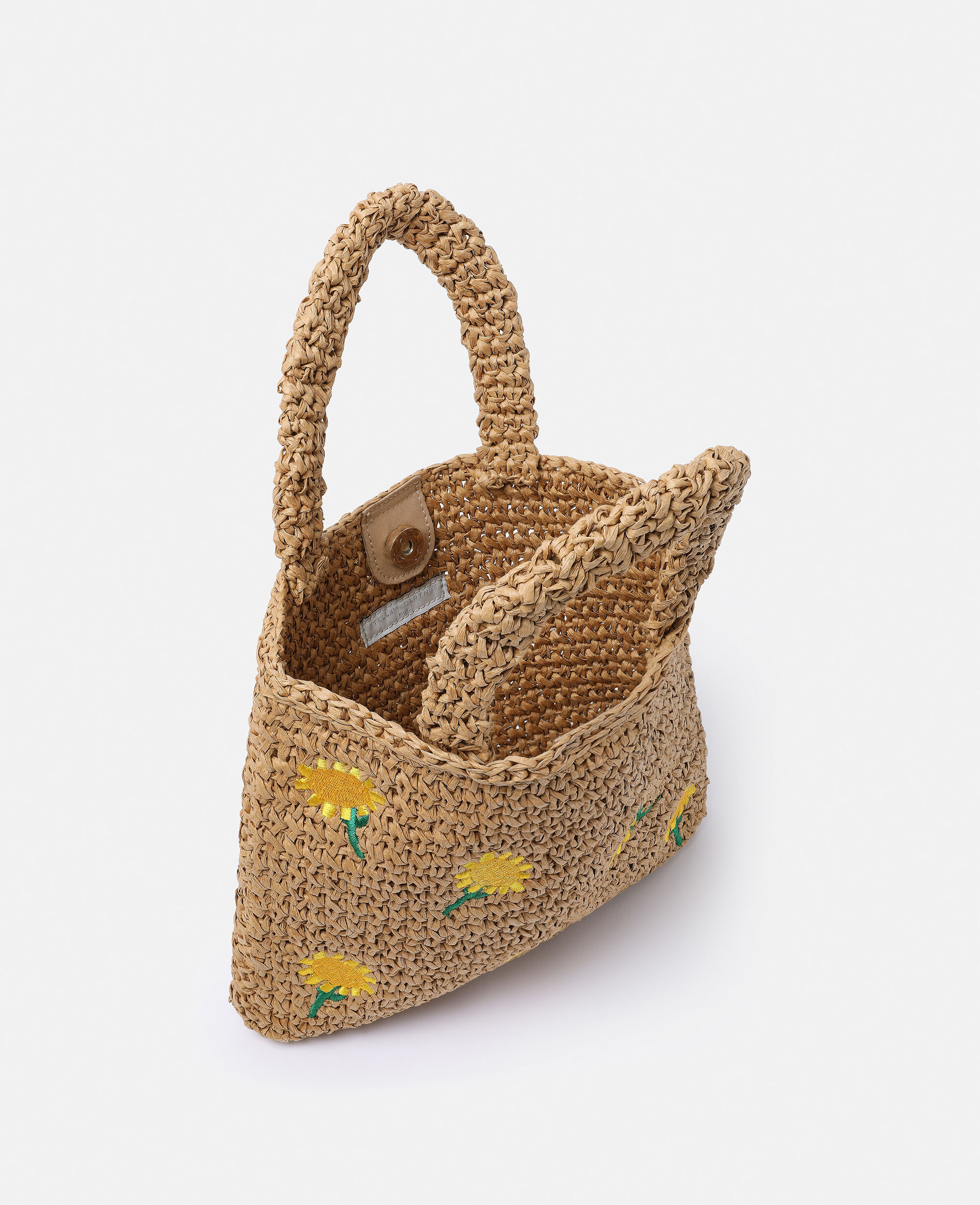 Women ナッツブラウン サンフラワー刺繍 ラフィア トートバッグ | Stella McCartney JP