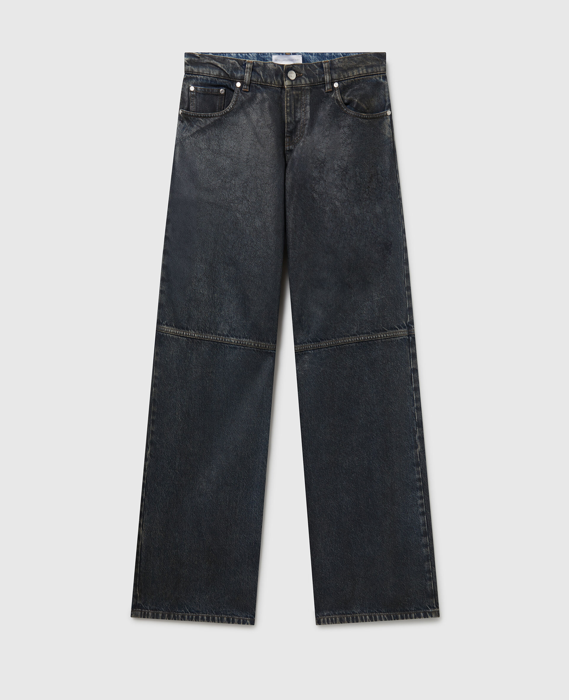 Aged Paneled Straight-Leg Denim Jeans-Blue-large image number 0