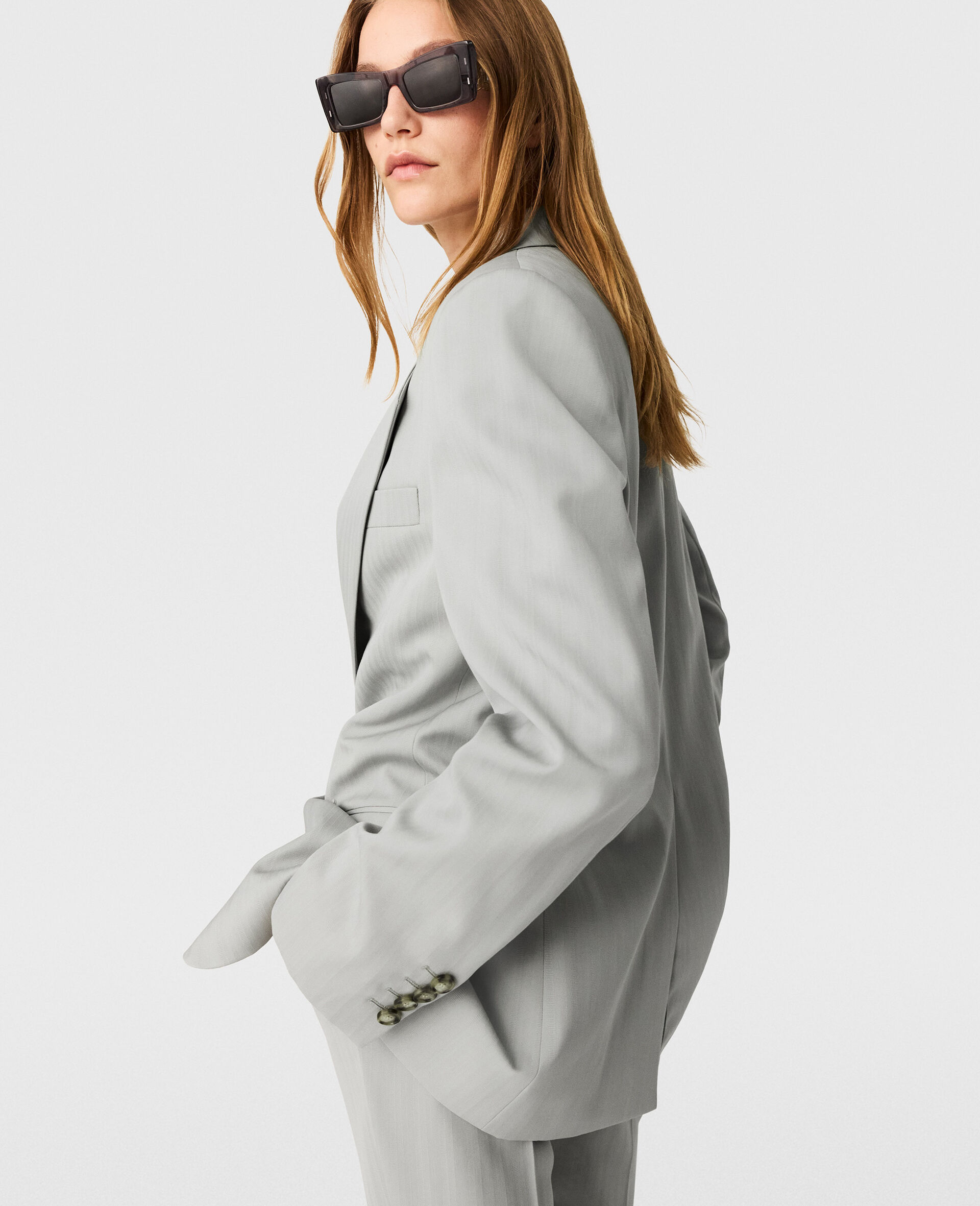 Single-Breasted Boyfriend Blazer-Green-large image number 3