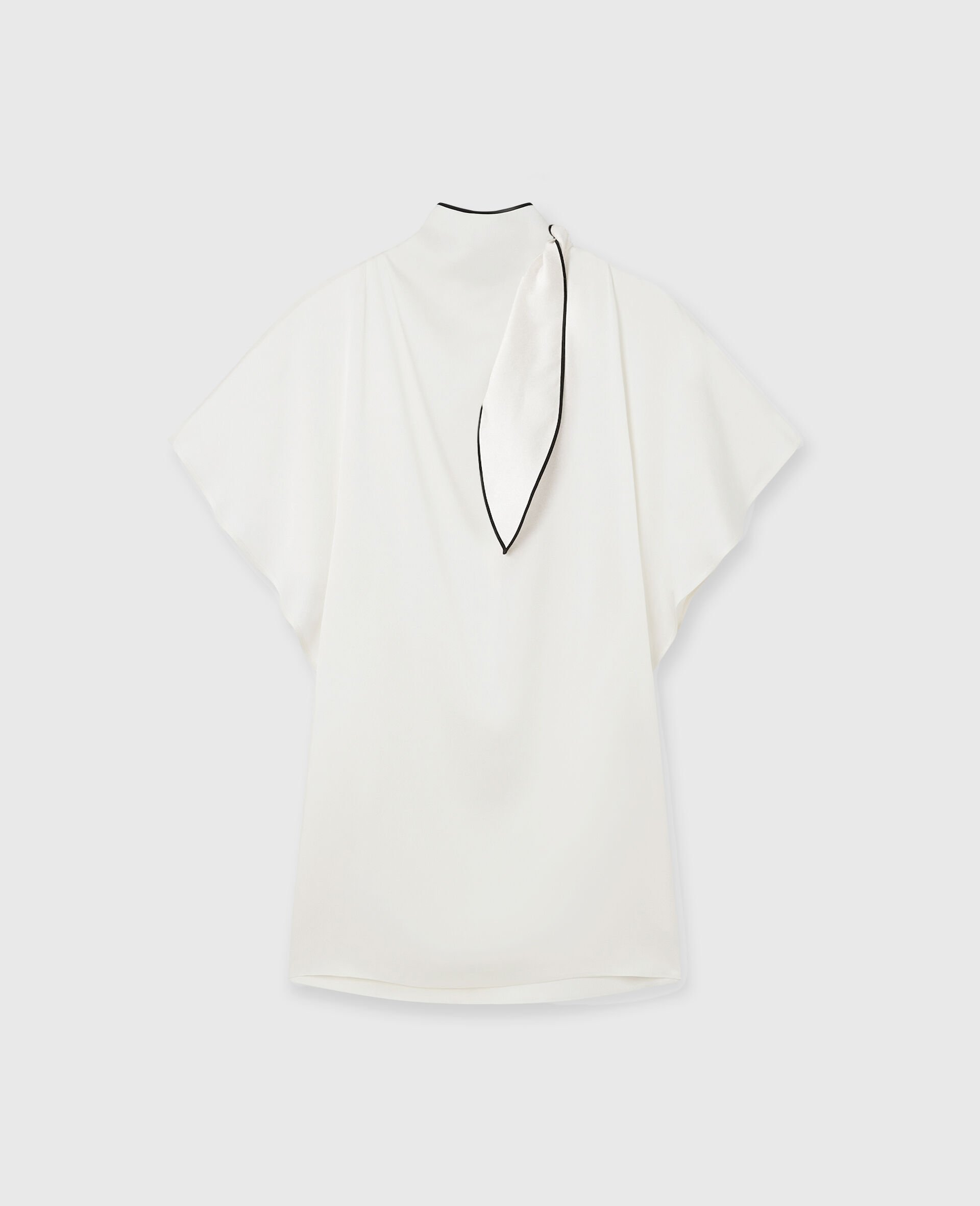 Tie Neck Mini Dress-Cream-large image number 0