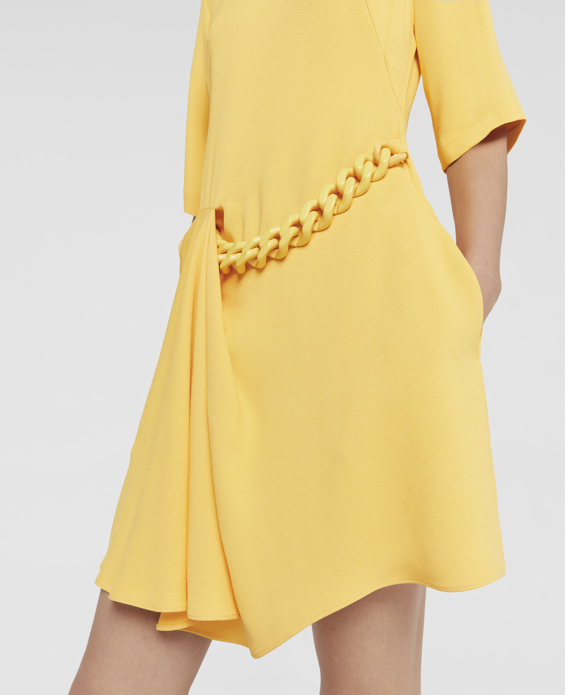 Falabella Chain Jersey Dress-Yellow-large image number 3