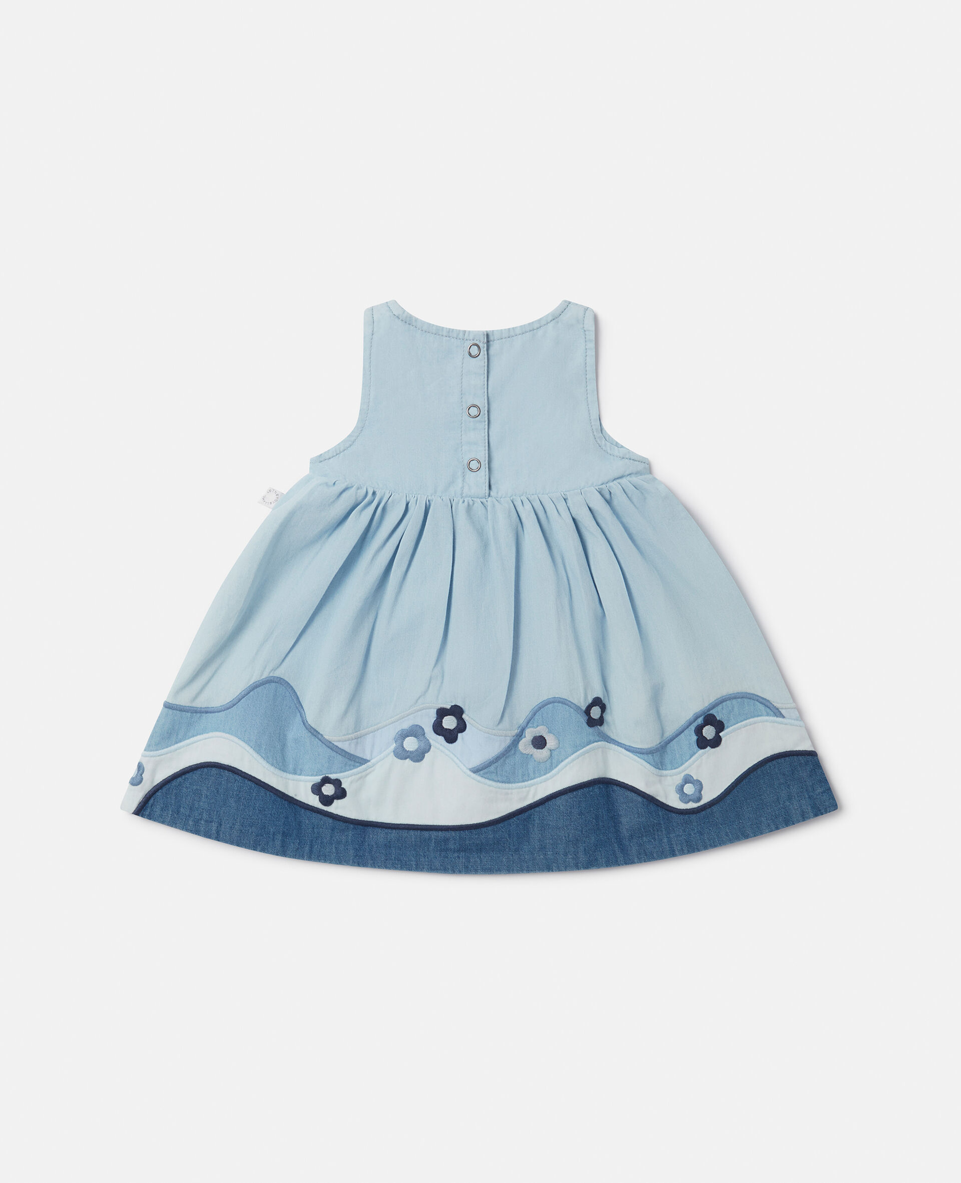 Landscape Patchwork Chambray Dress-Blue-large image number 2