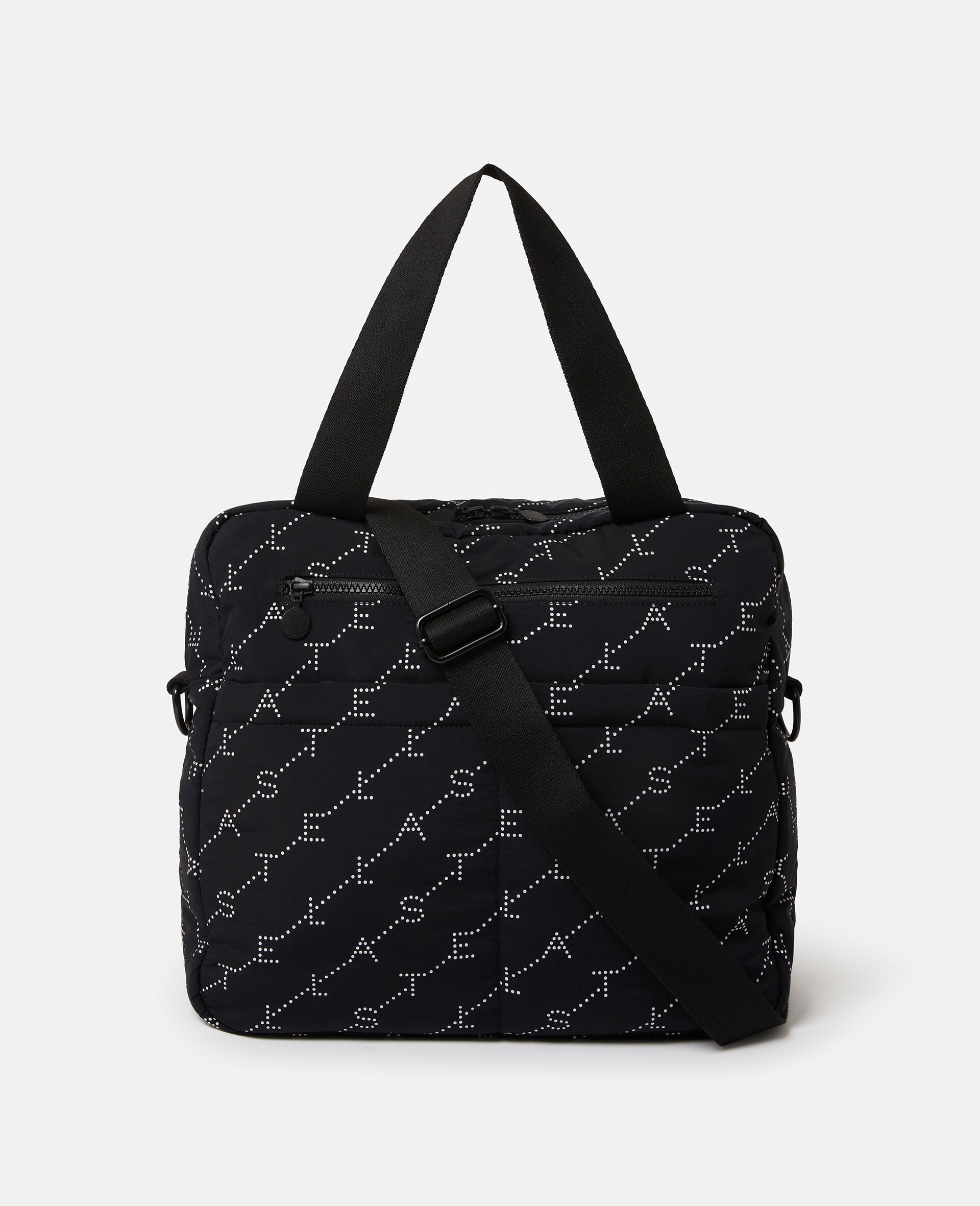 Logo Print Diaper Tote Bag-Black-medium