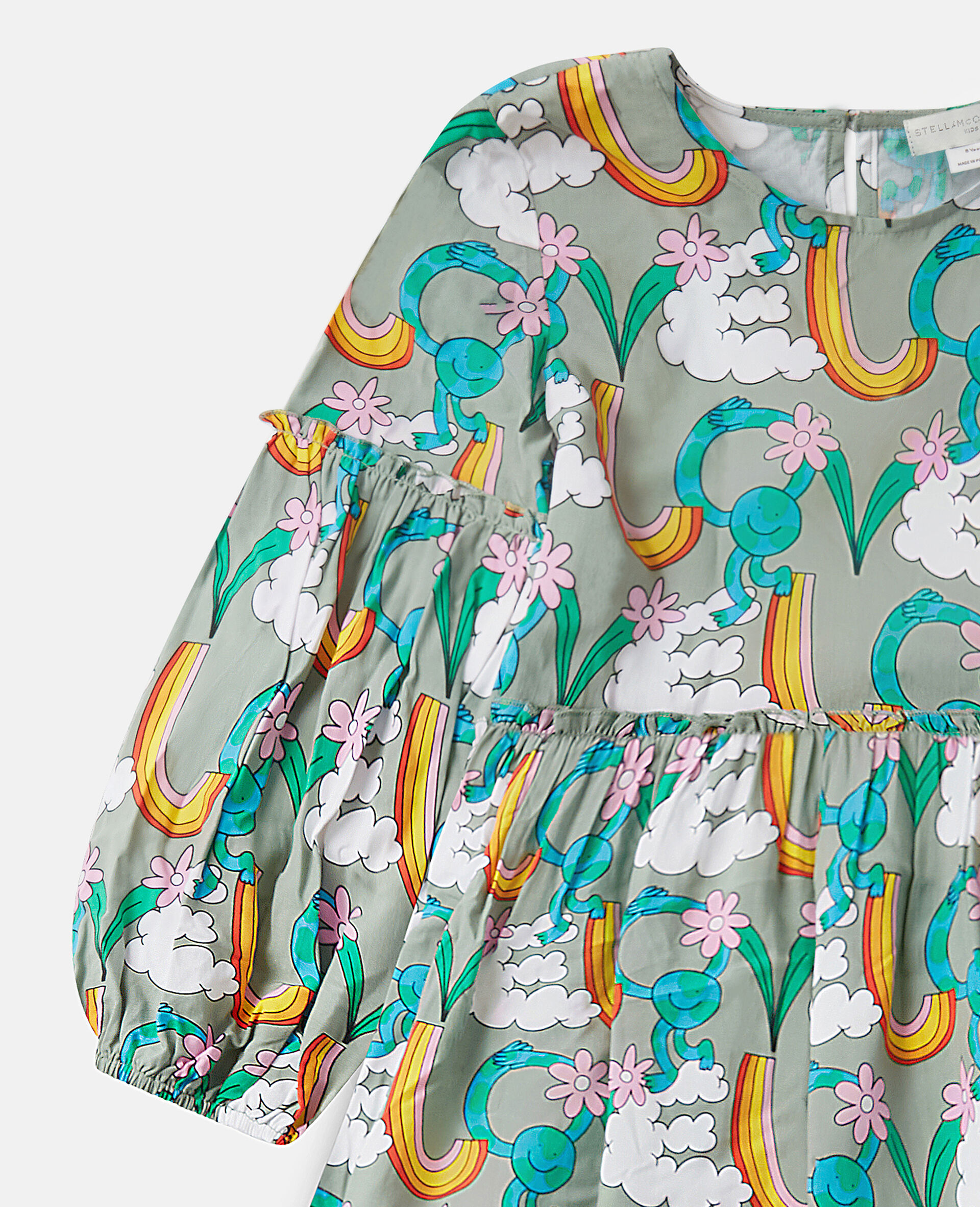 Earth Friends Print Long-Sleeve  Dress-Green-large image number 1