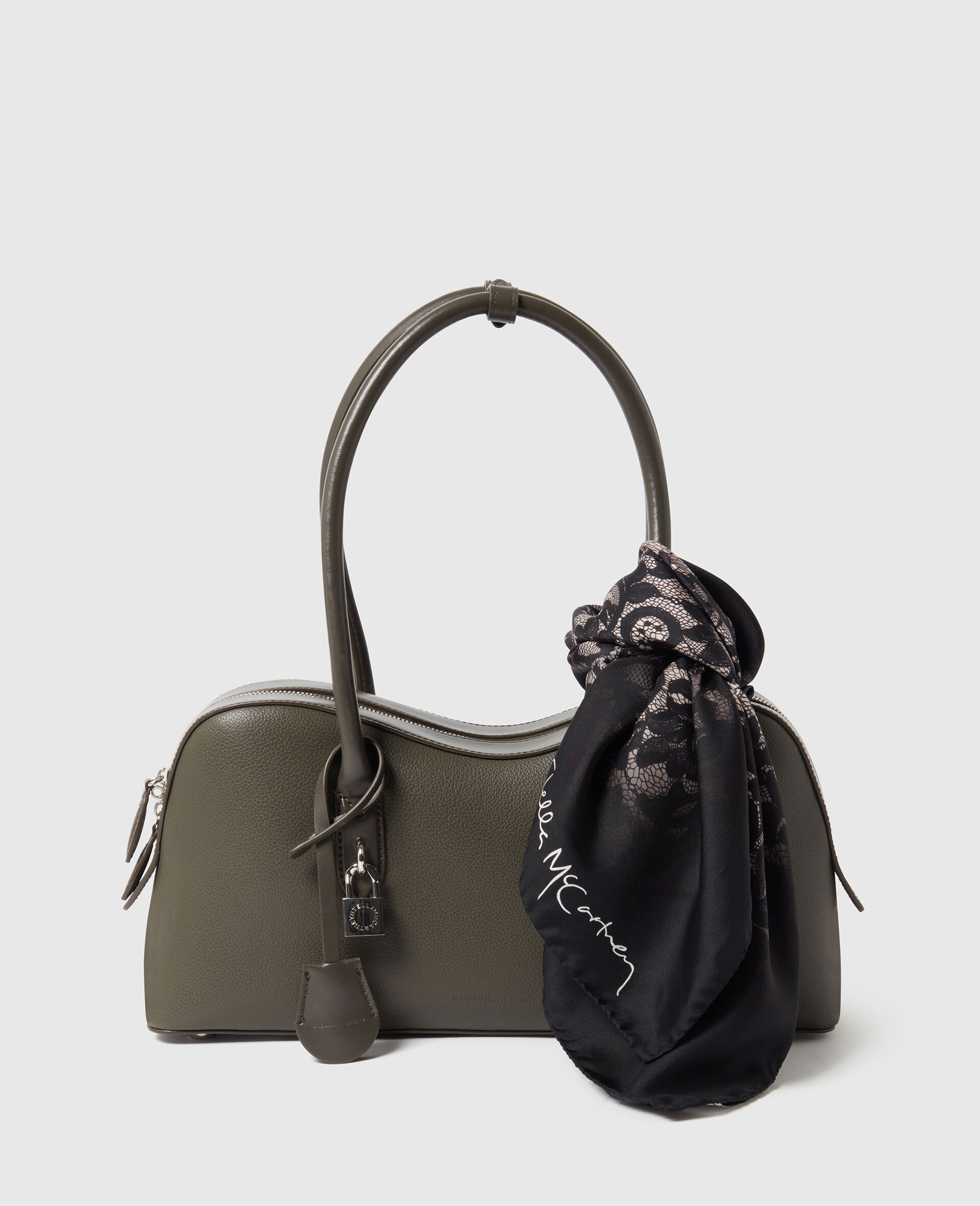 蕾丝印花方形围巾-黑色-large image number 3