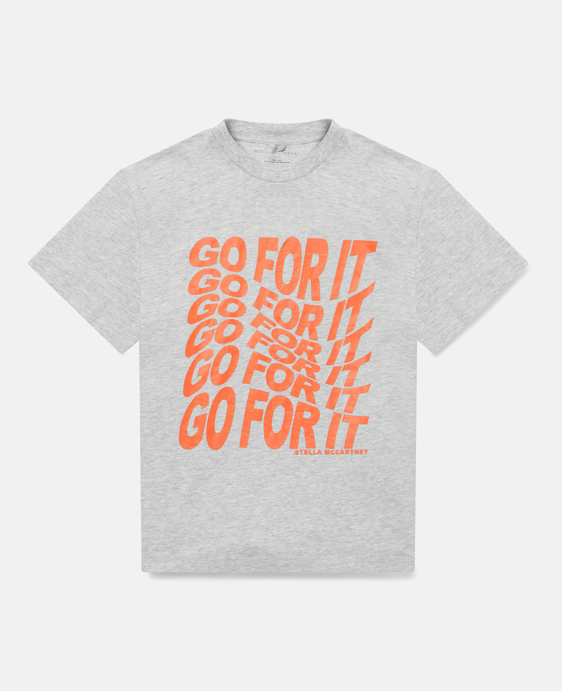 Go For It Print Cotton T‐Shirt-Grey-large image number 0