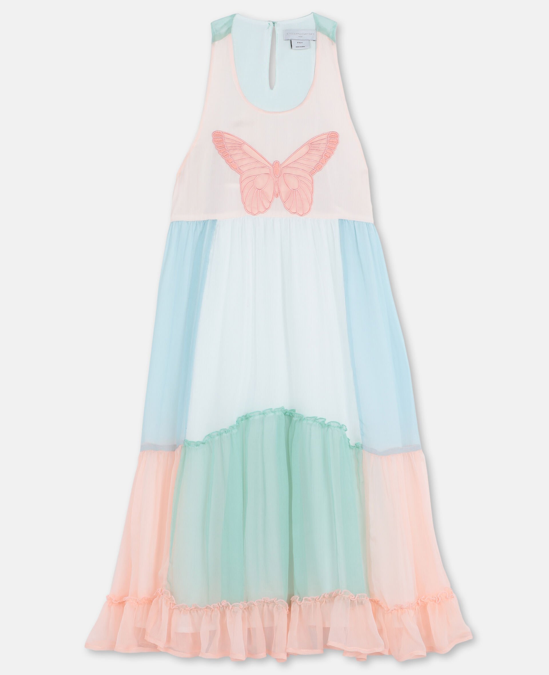 Butterfly Georgette Silk Dress-Multicolour-large