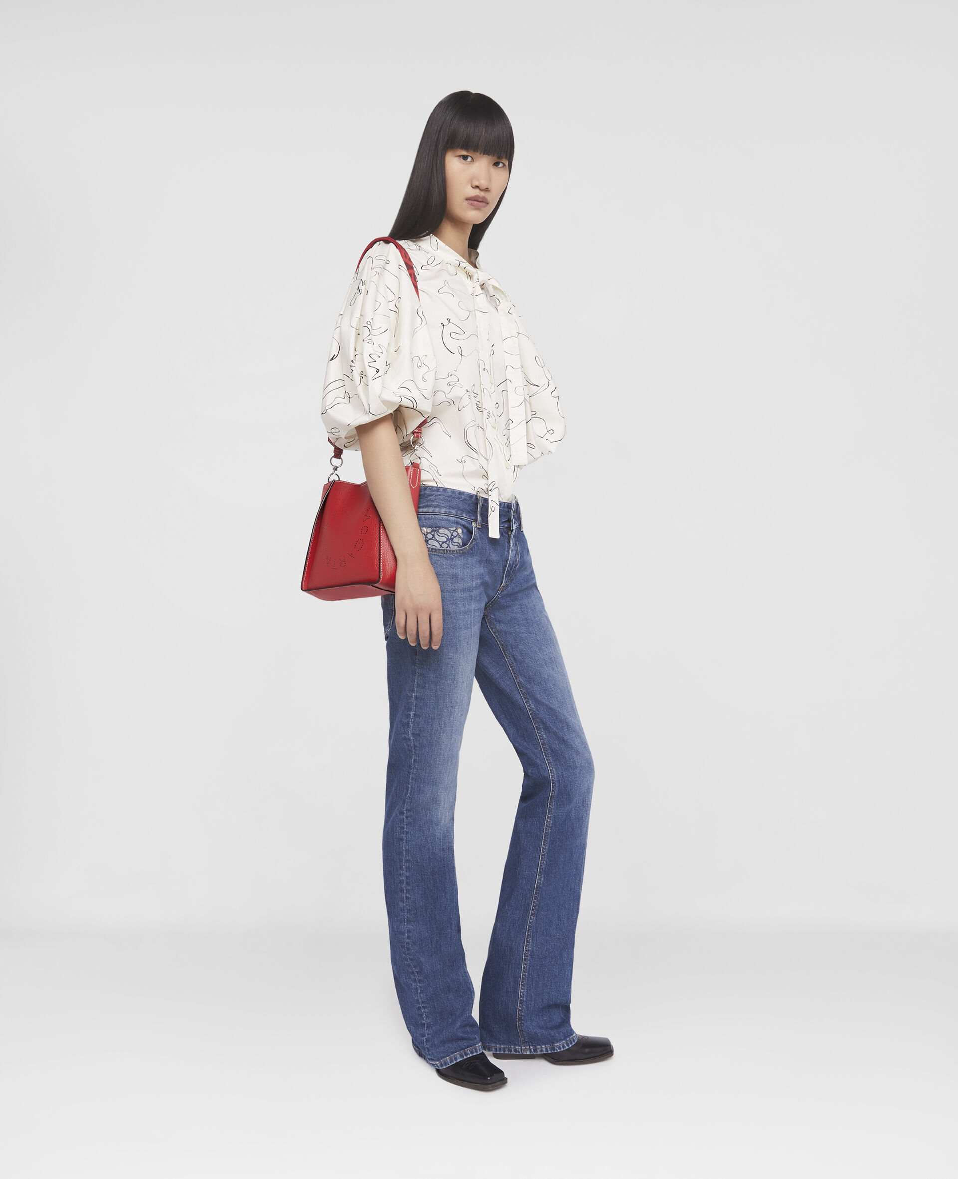 野化涂鸦印花斜纹布上衣-黄色-large image number 1