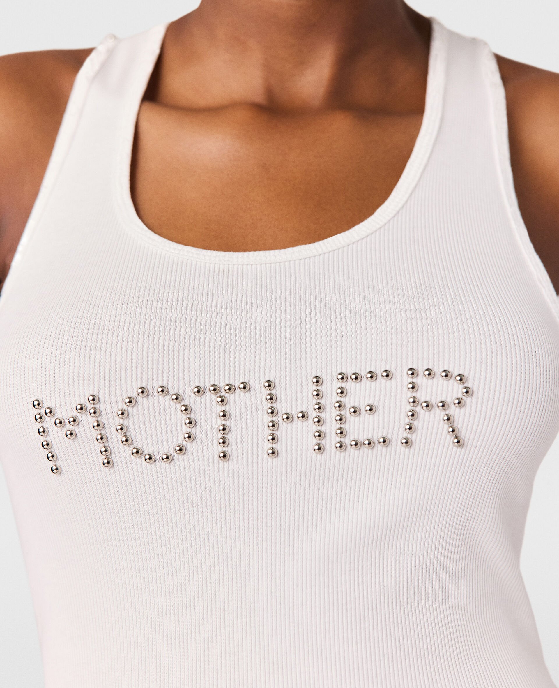 Mother Studded Tank Top-White-large image number 3