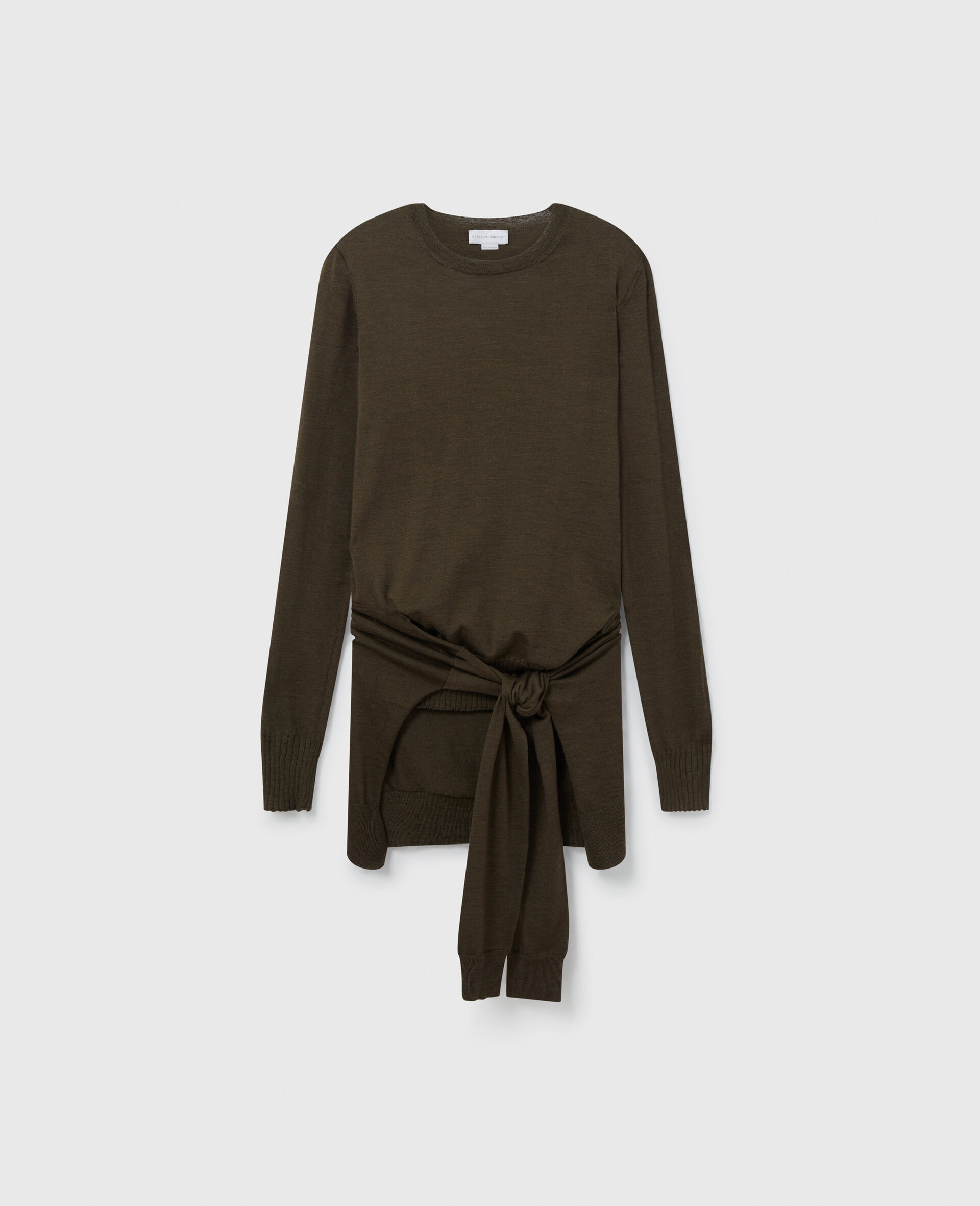Tie-Front Crewneck Jumper-Green-large image number 0