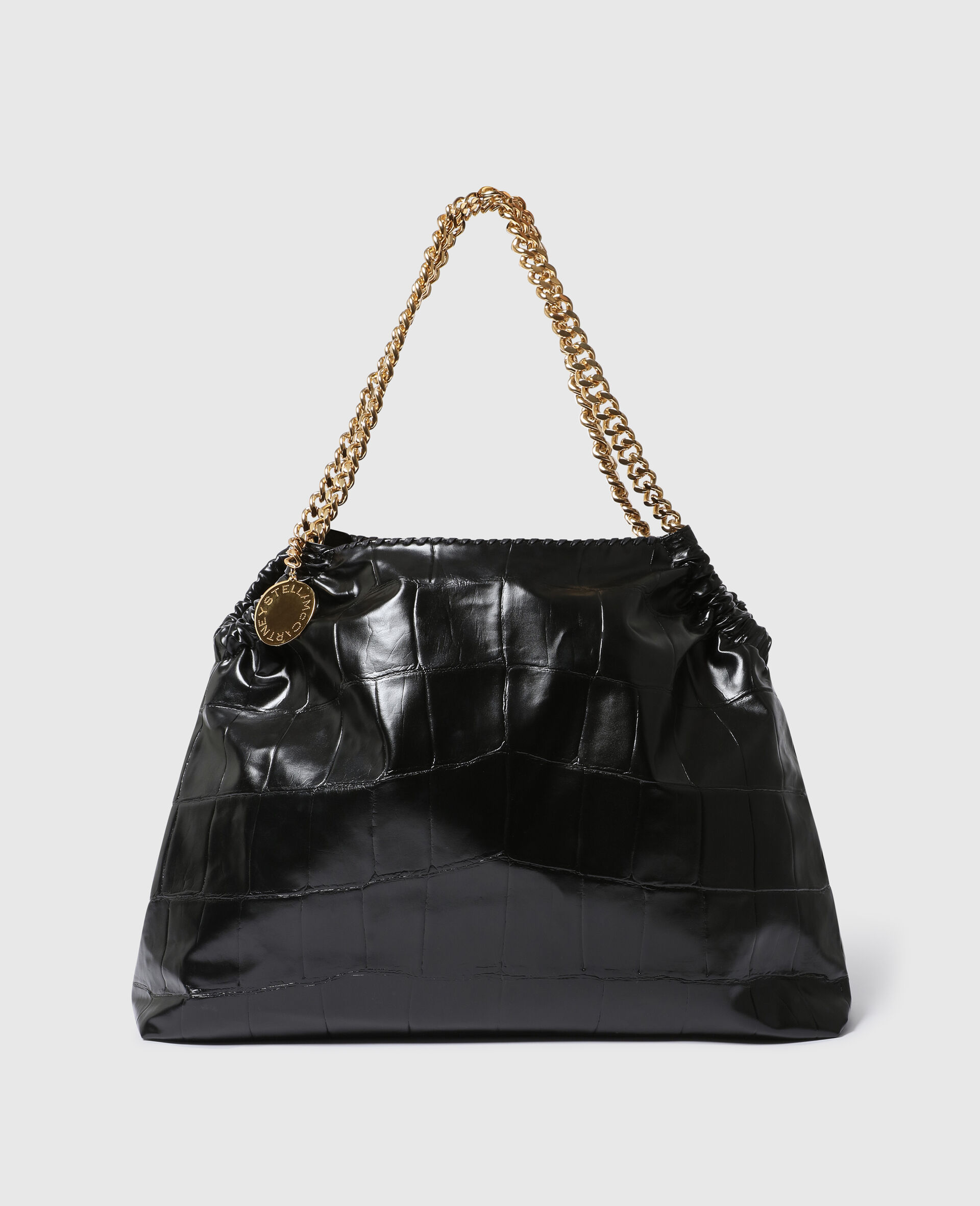 Falabella Crocodile-Embossed Drawstring Tote Bag-Black-large image number 0