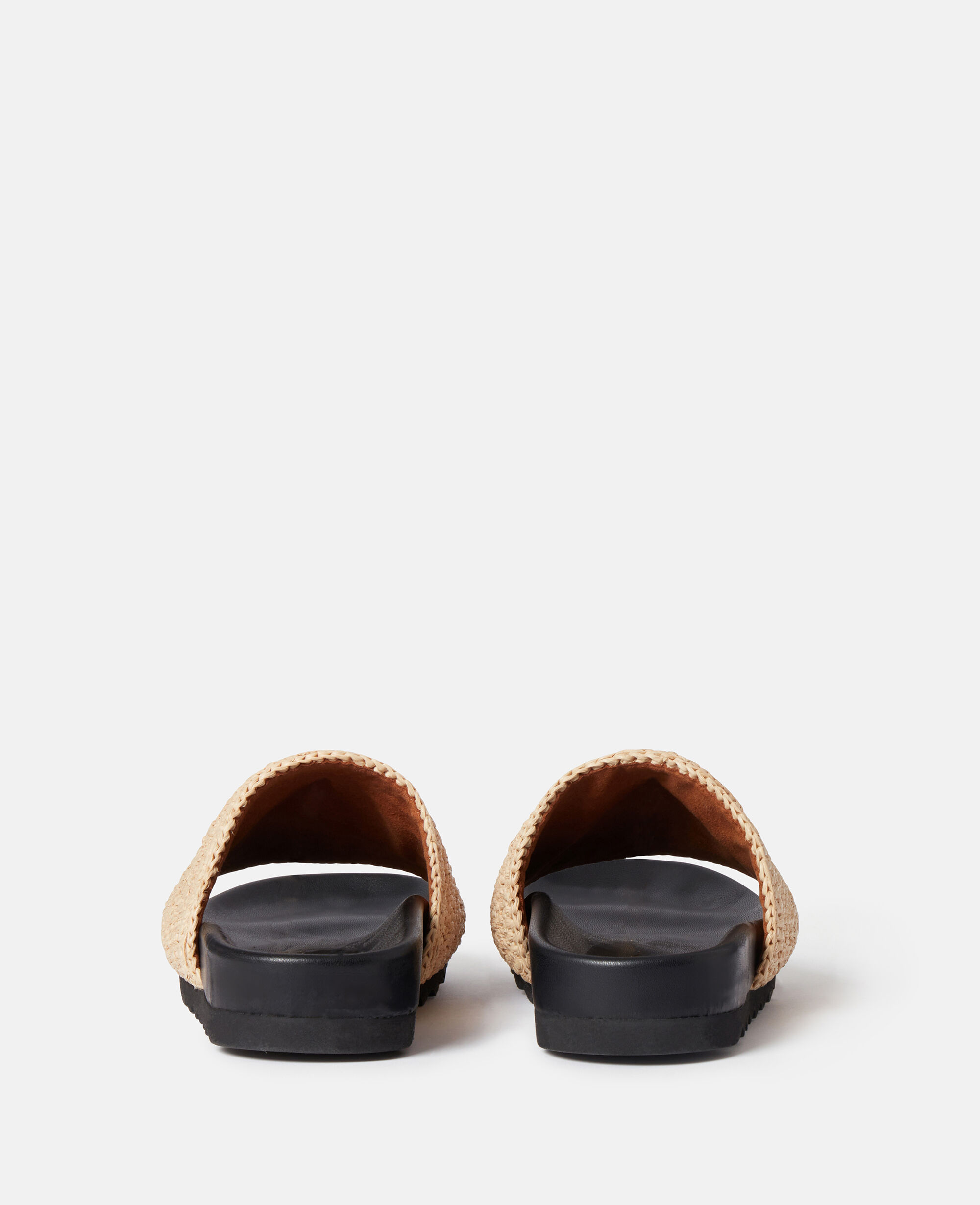 サンダル・ミュール Stella Mccartney Raffia Elyse Slippers Women NATURAL/BLACK Elyse Raffia Logo Sandals | Stella