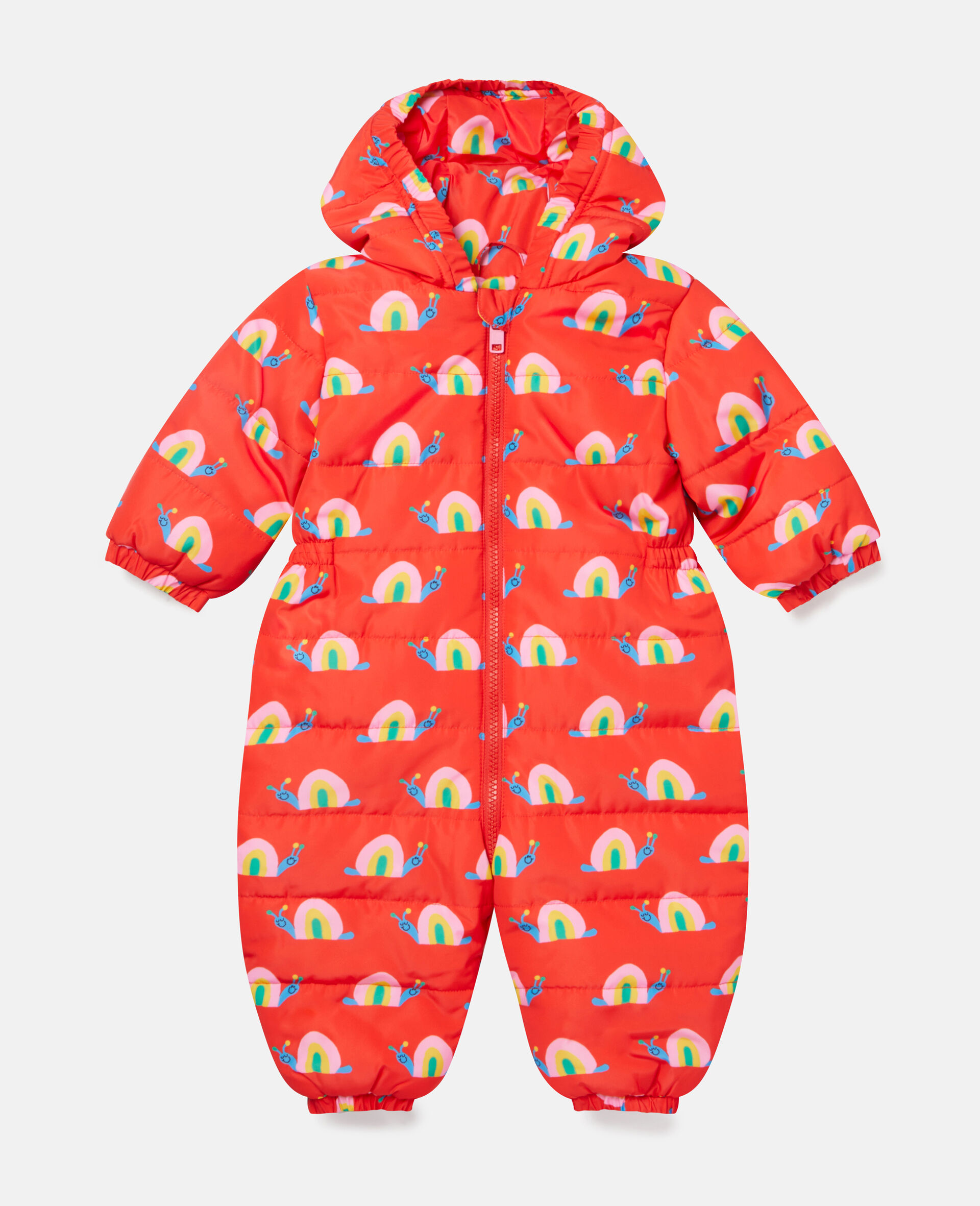 All In One Snail Print Puffer Suit-Red-large image number 0