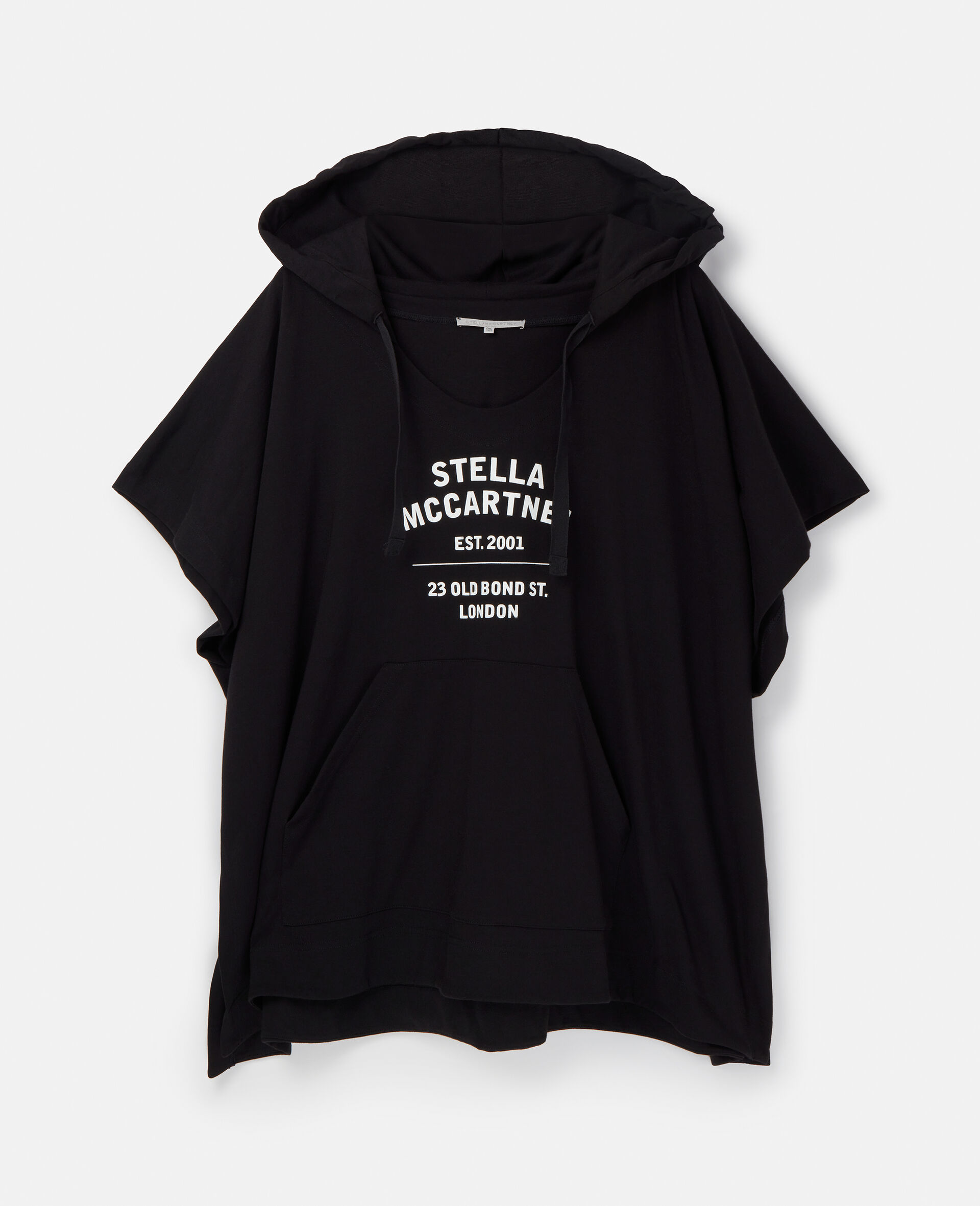 Old Bond Steet Logo Cotton Poncho-Black-large image number 0
