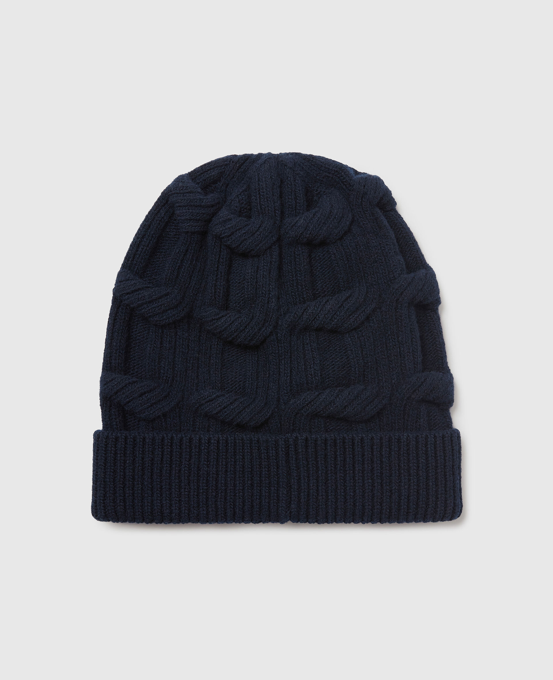 Bonnet en maille torsadee Falabella-Bleu-medium