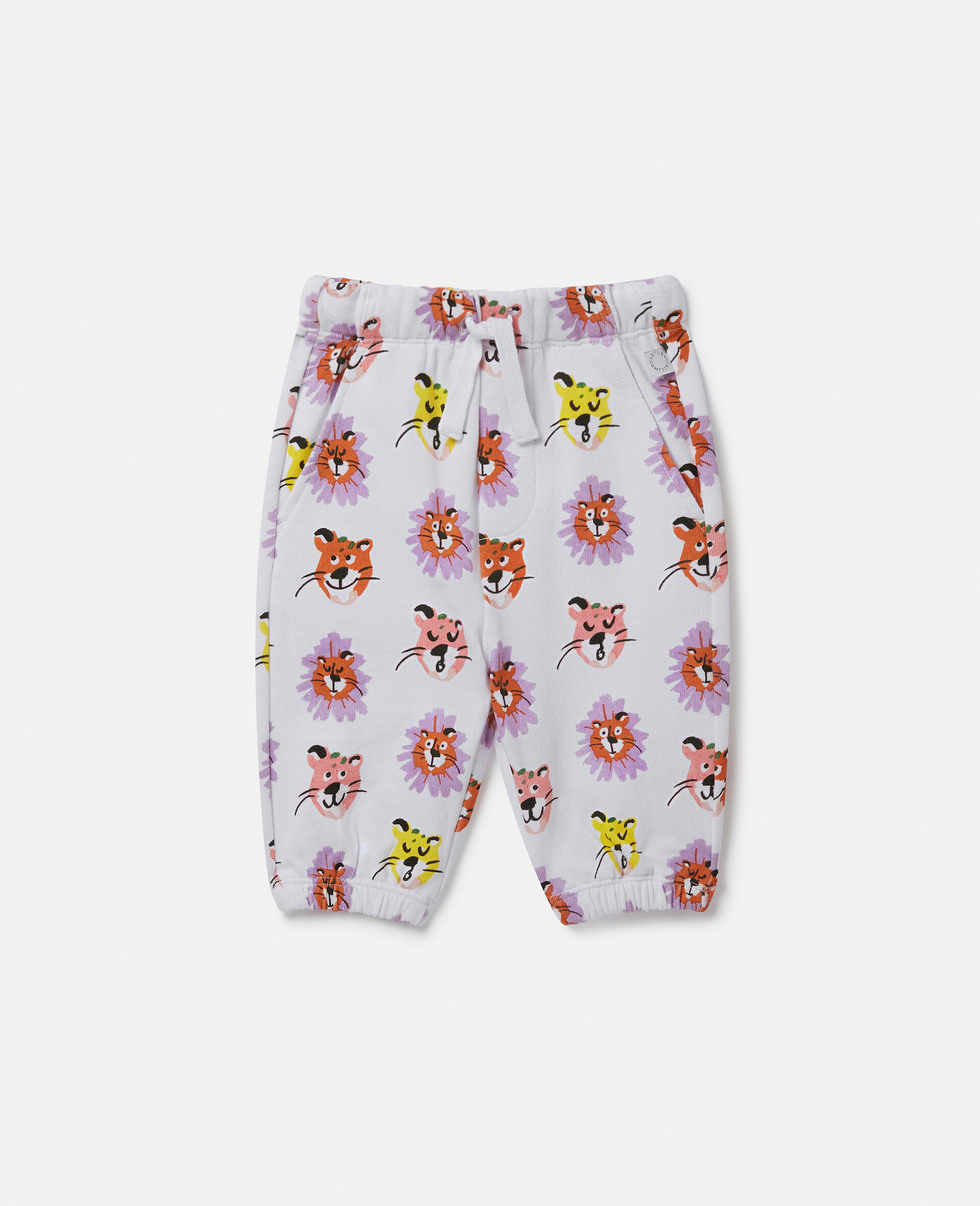 Cheetah Face Print Joggers-White-large image number 0