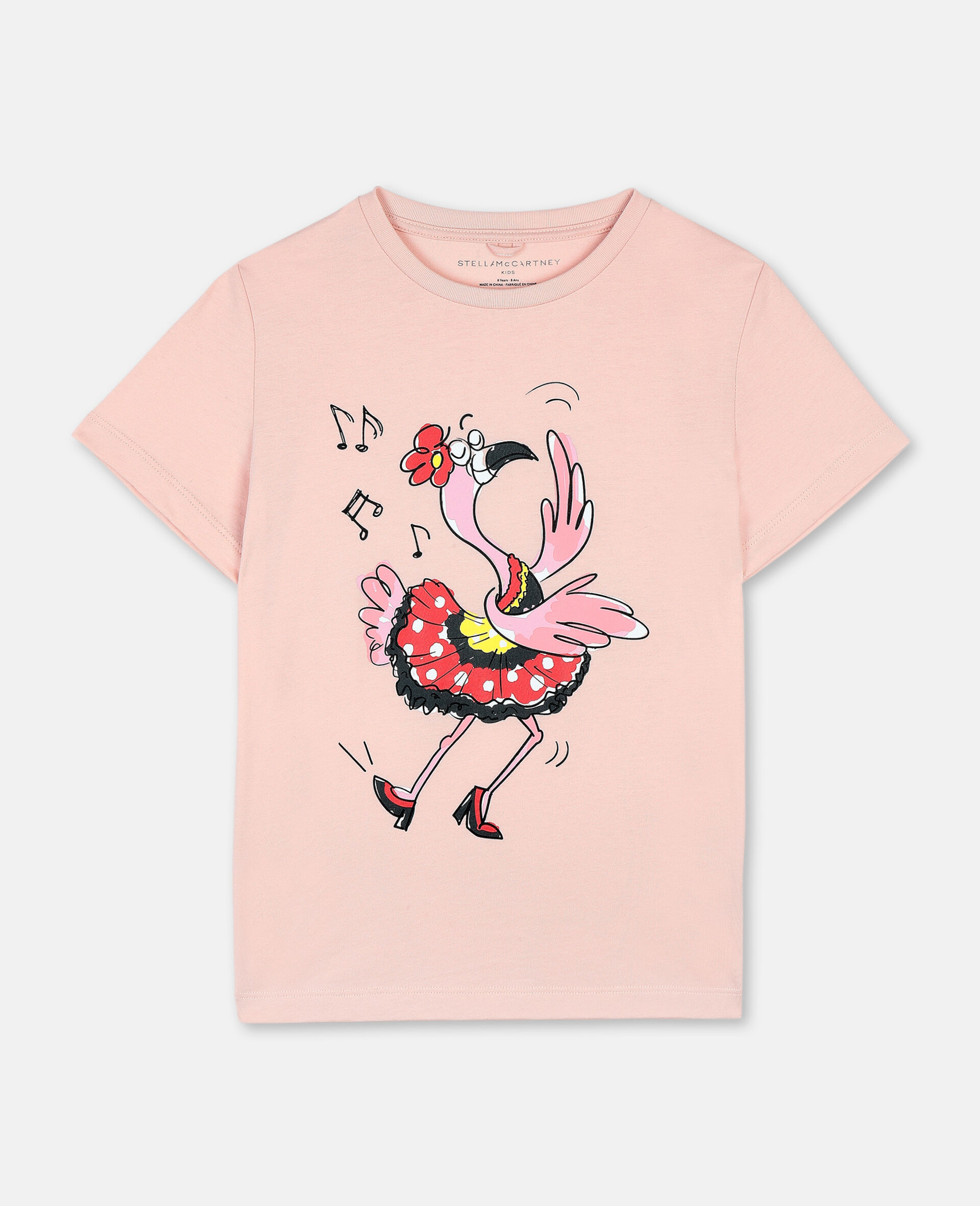 Baumwoll-T-Shirt mit Tanzender-Flamingo-Print-Rose-large image number 0